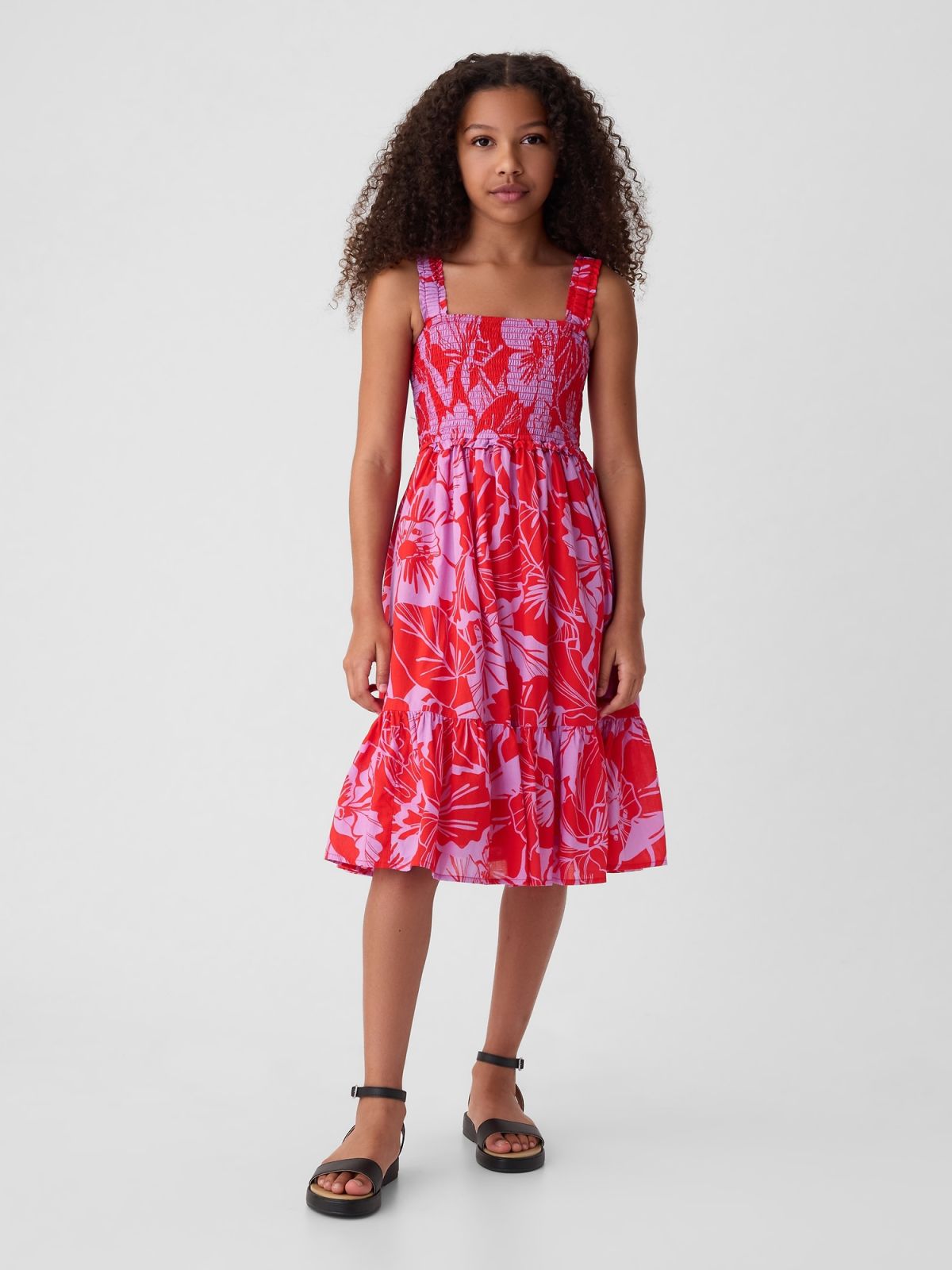 Multi Παιδικό Smocked Midi Αμάνικο Φόρεμα-434411000