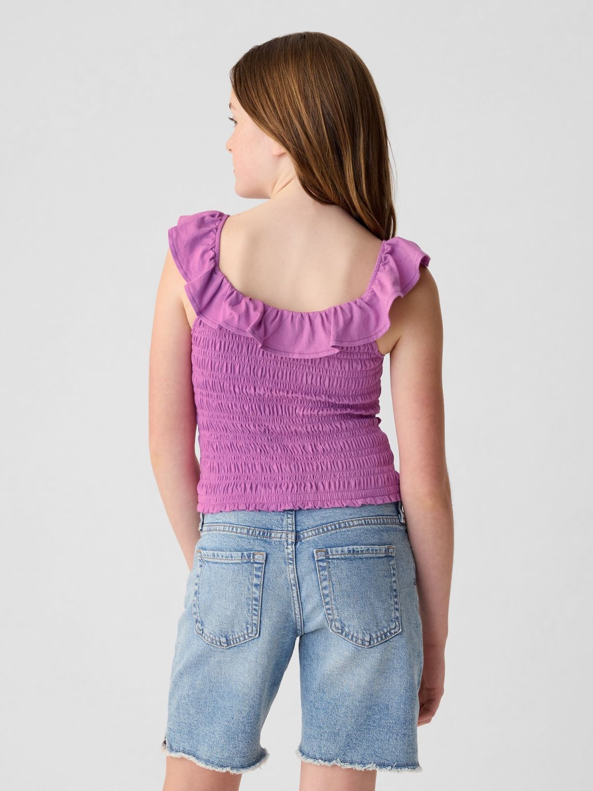 Ροζ Παιδικό Ruffle Smocked Αμάνικο Τοπ-435150003