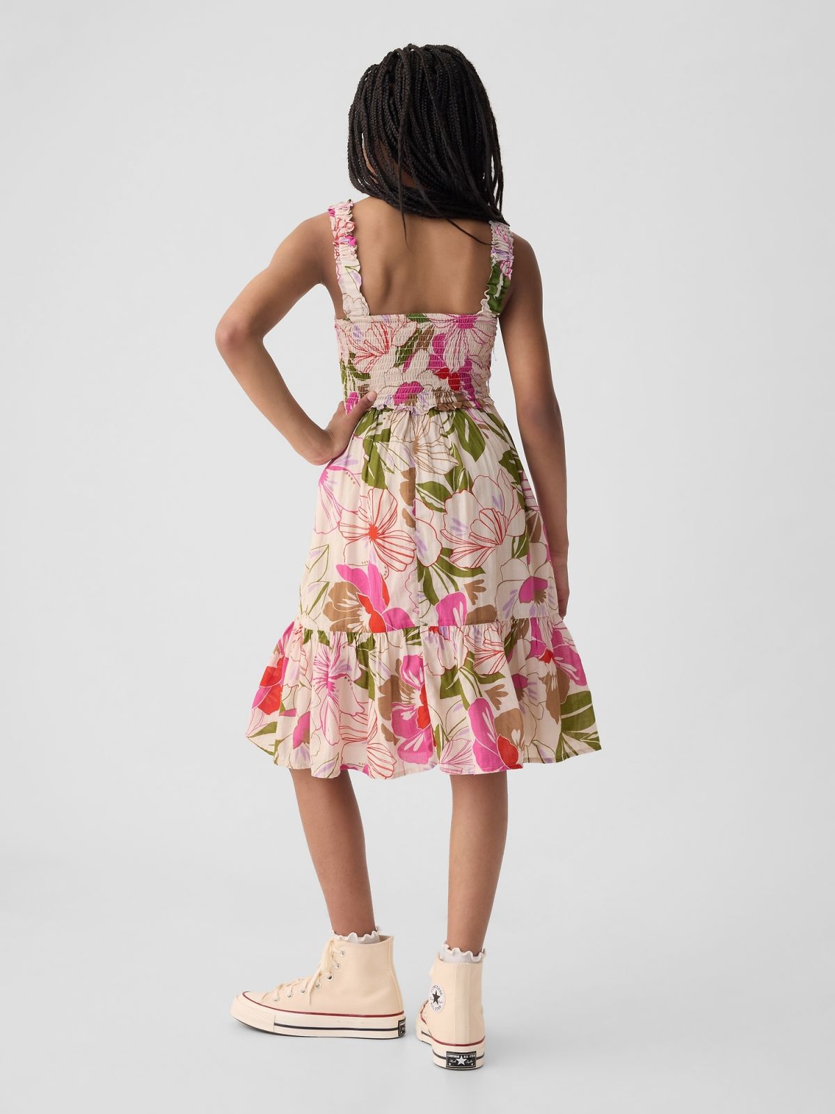 Multi Παιδικό Smocked Midi Αμάνικο Φόρεμα-434411001