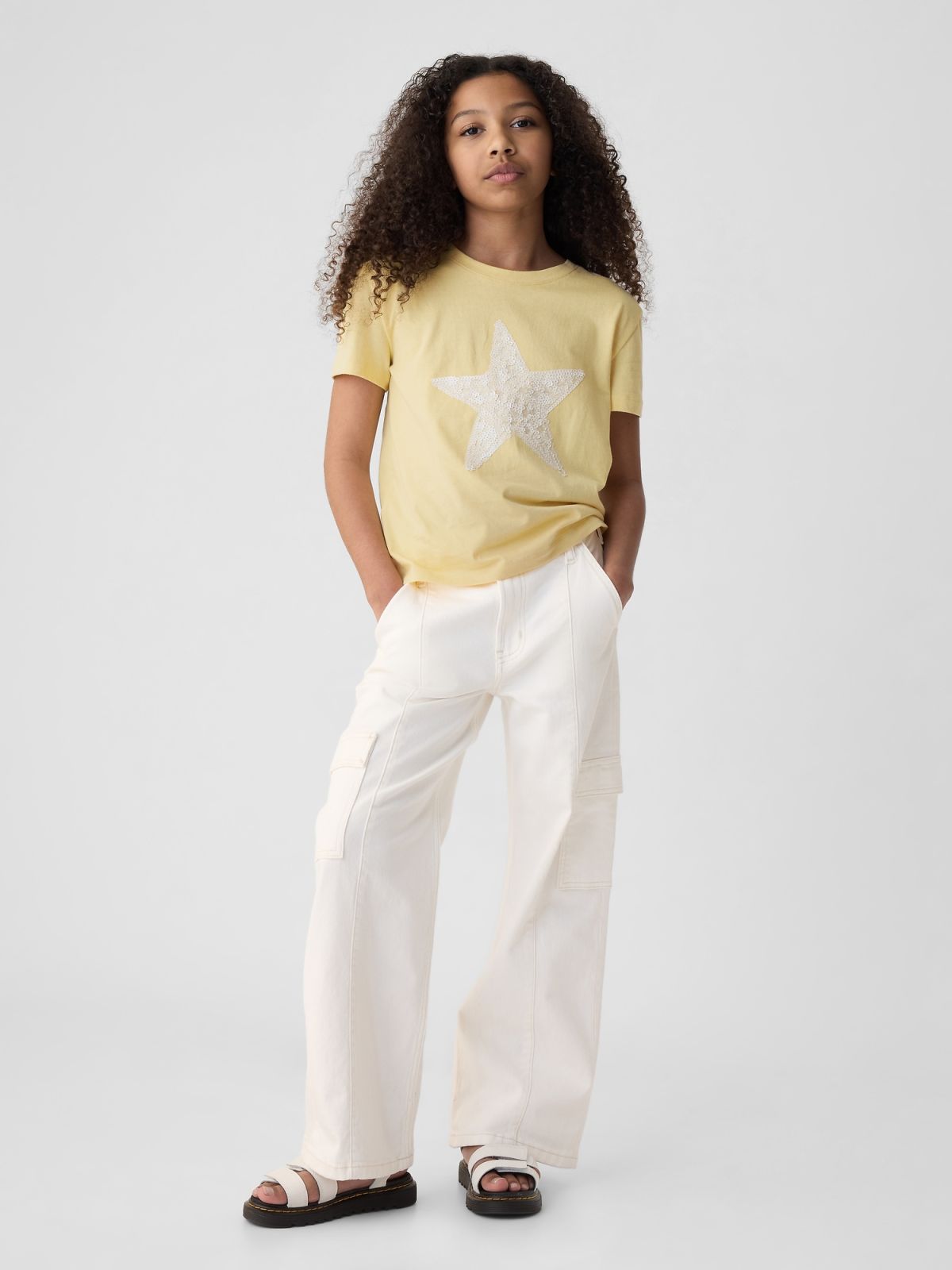 Κίτρινη Παιδική Sequin Graphic Μπλούζα-435157001