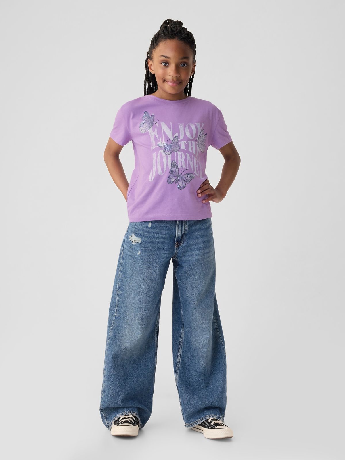 Μωβ Παιδική Sequin Graphic Μπλούζα-435157000