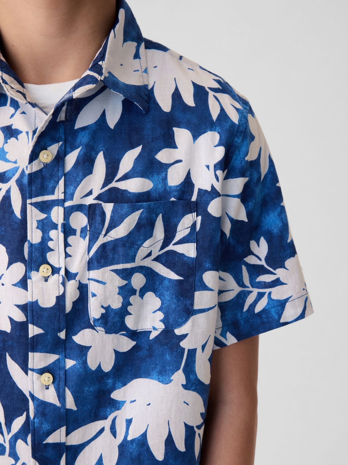 Μπλε Παιδικό Λινό Πουκάμισο-406665000