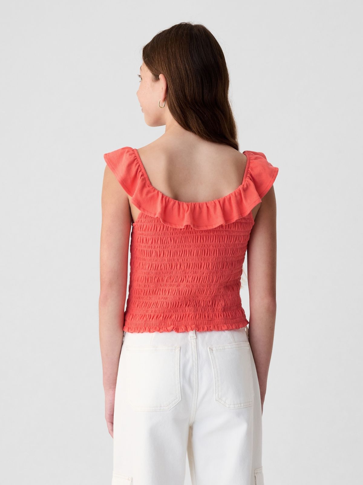 Κόκκινο Παιδικό Ruffle Smocked Αμάνικο Τοπ-435150000