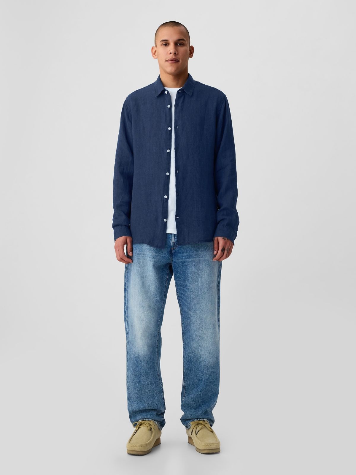 Μπλε Λινό Πουκάμισο-855351010