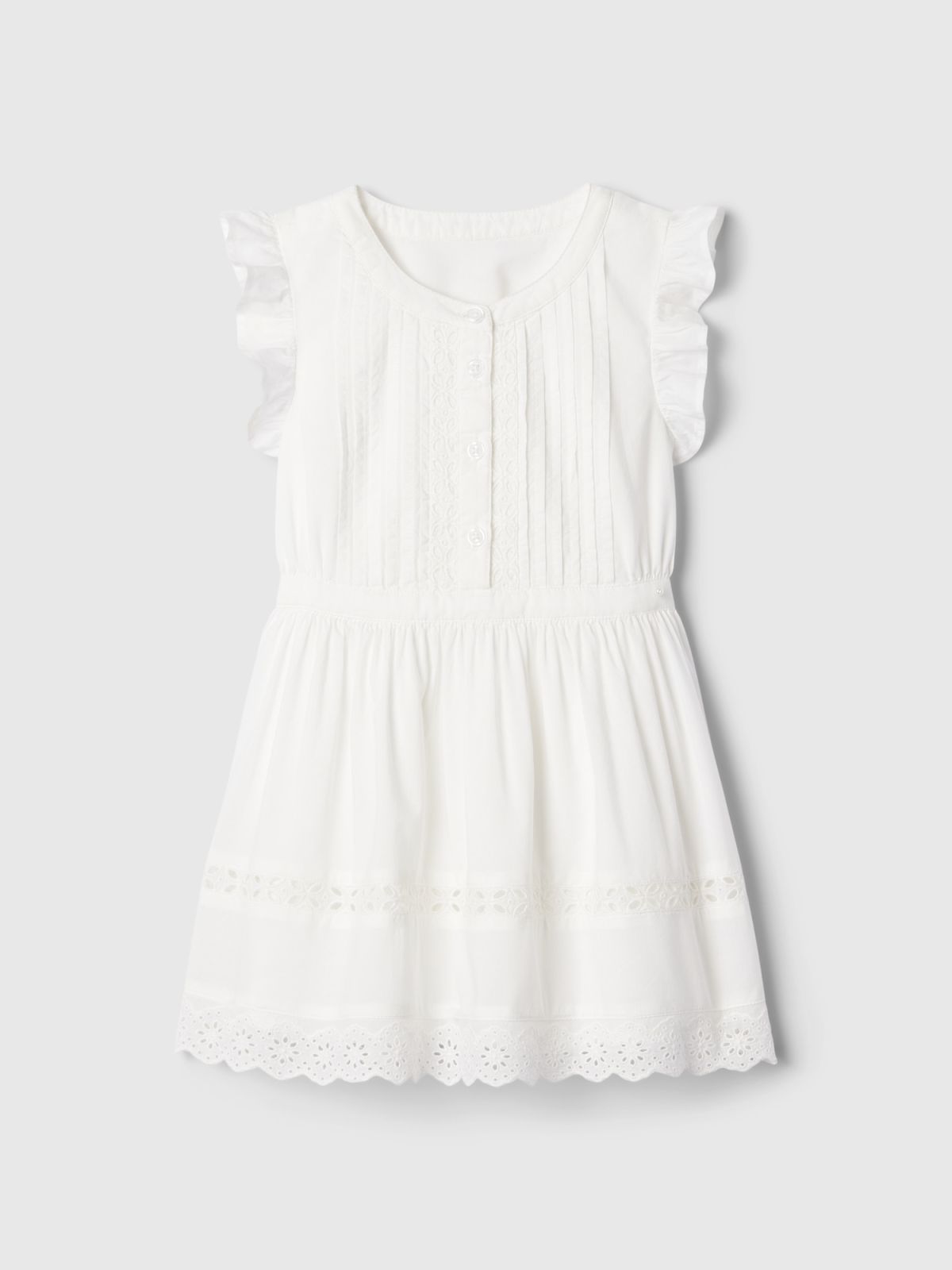 Άσπρο babyGap Ruffle Eyelet Φόρεμα-434896000