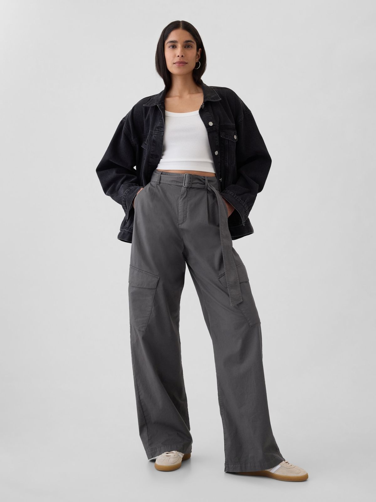 High Rise Cargo Baggy Trousers-517739001