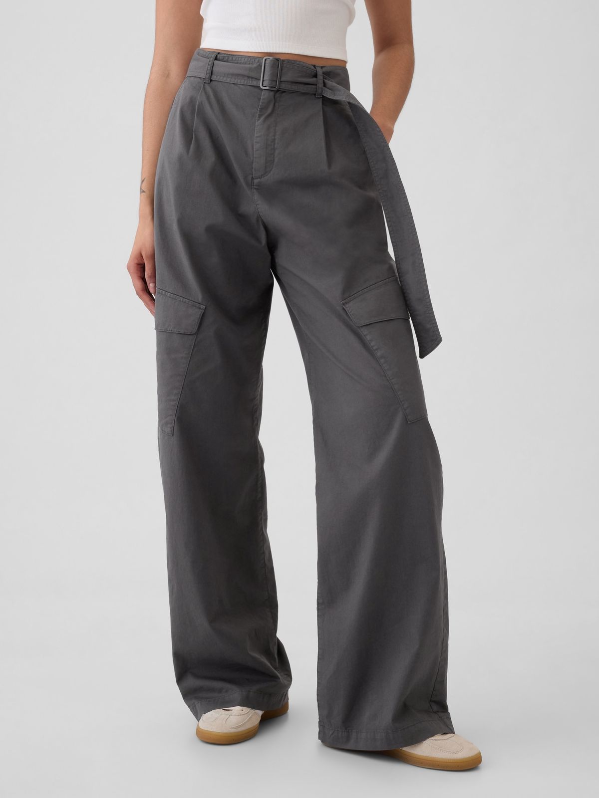 High Rise Cargo Baggy Trousers-517739001