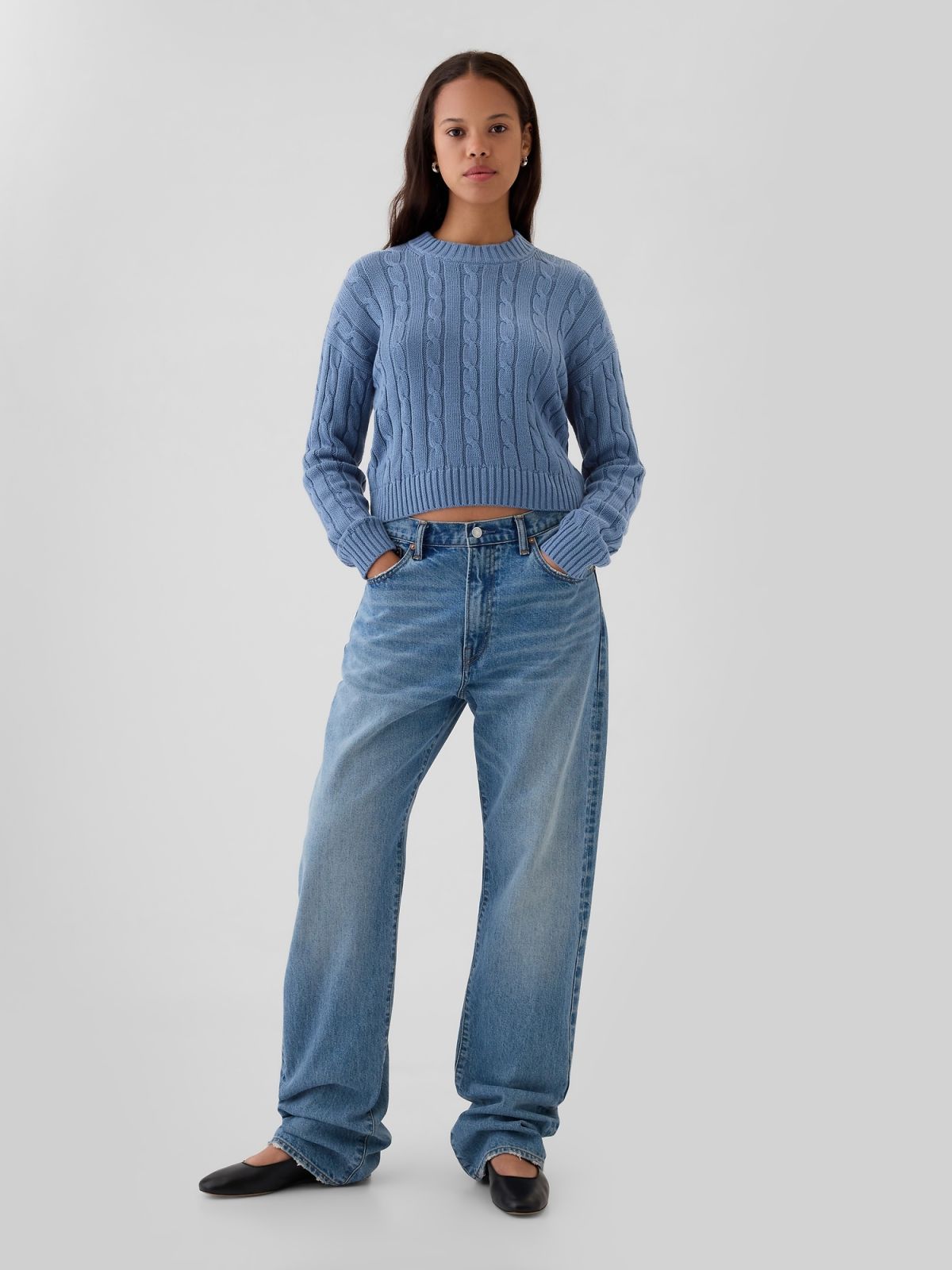 Cable-Knit Cropped Πουλόβερ-483809004