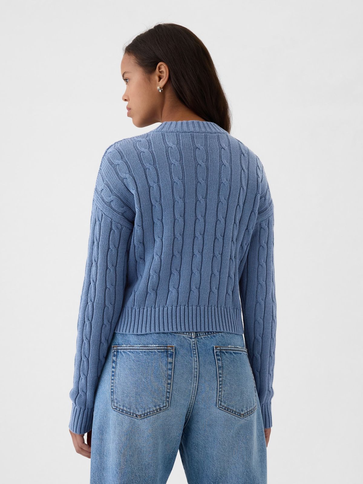 Cable-Knit Cropped Sweater-483809004