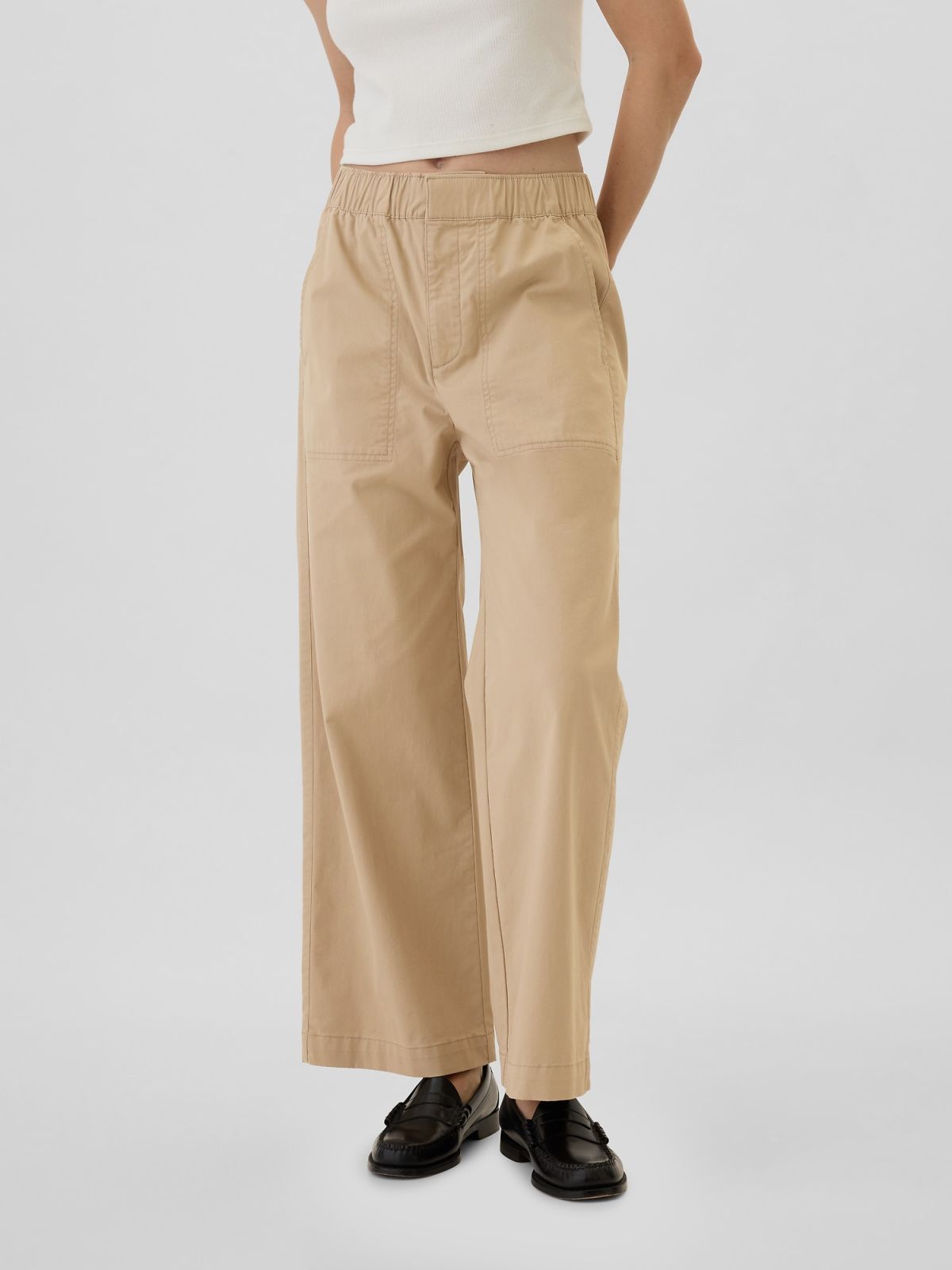 Mid Rise Easy Wide-Leg Khakis Παντελόνι-500332000