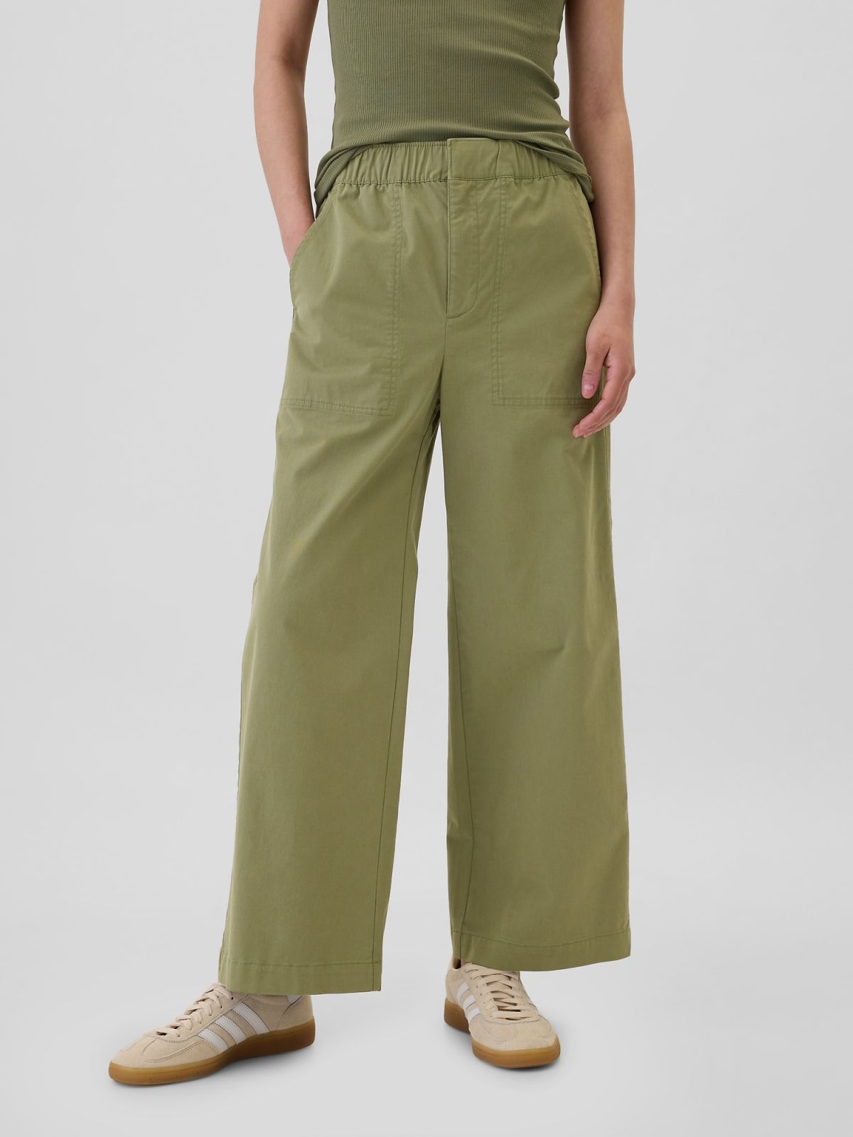 Mid Rise Easy Wide-Leg Khakis Παντελόνι-500332001