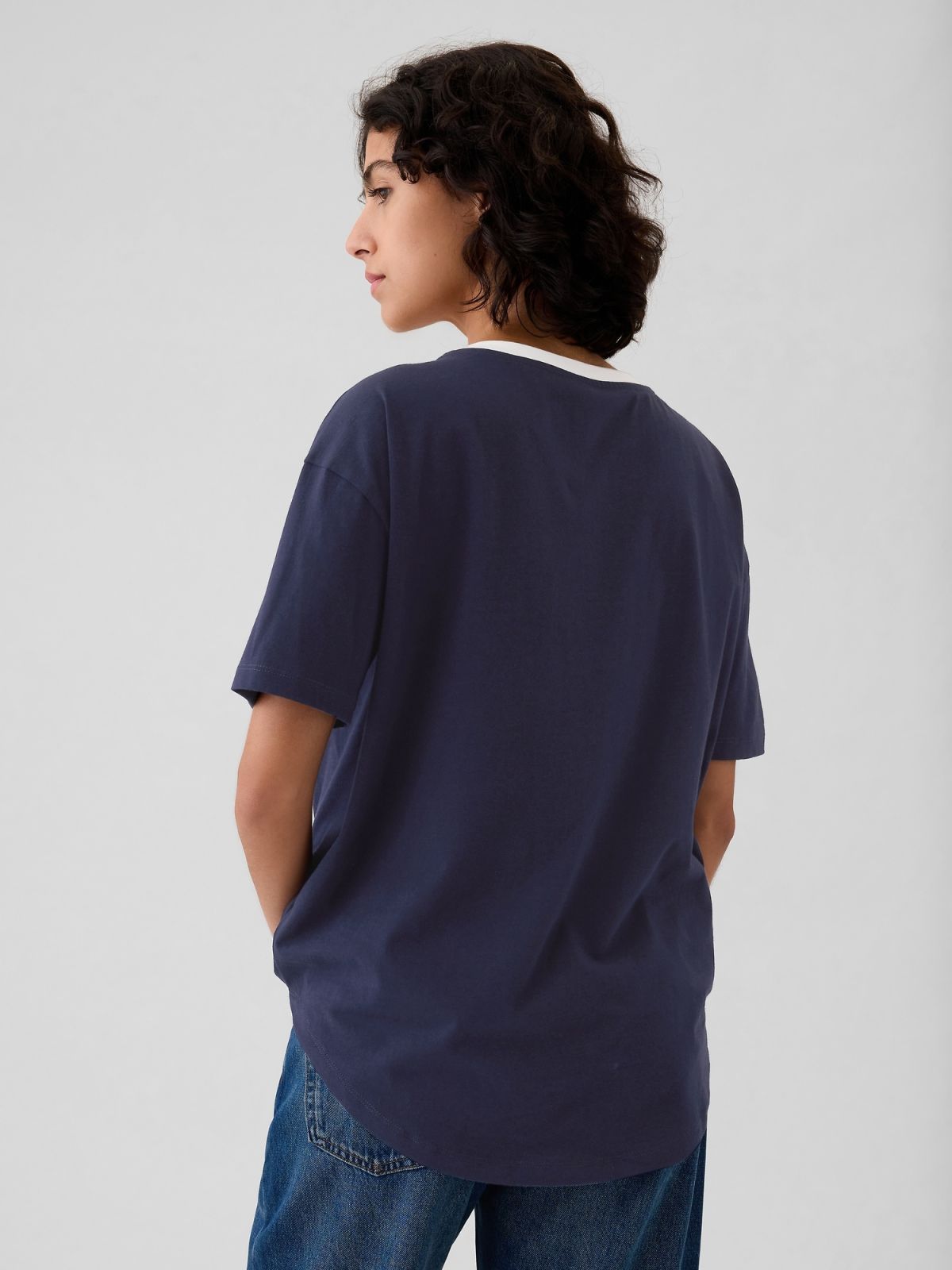 Οργανικό Βαμβάκι Oversized Boyfriend Logo Μπλούζα-500012002