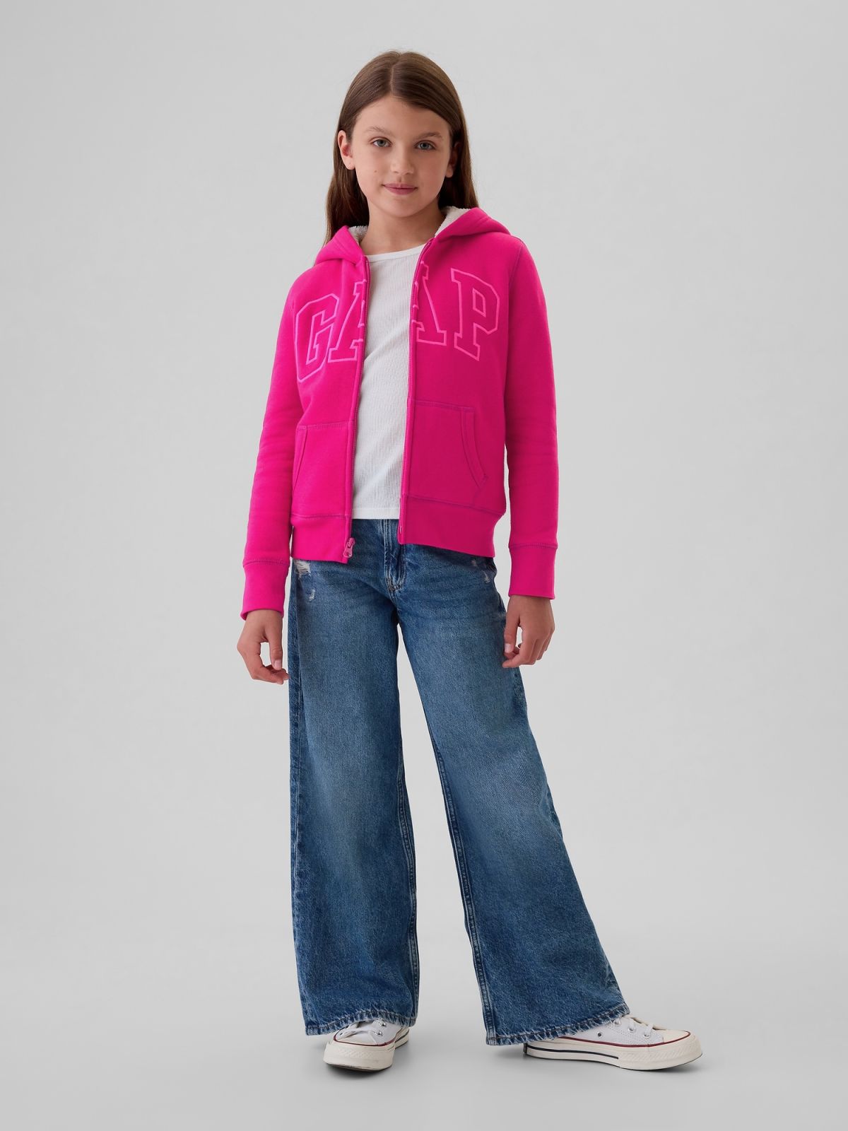 Παιδική Gap Logo Sherpa-Lined Ζακέτα Φούτερ με Κουκούλα-486514000