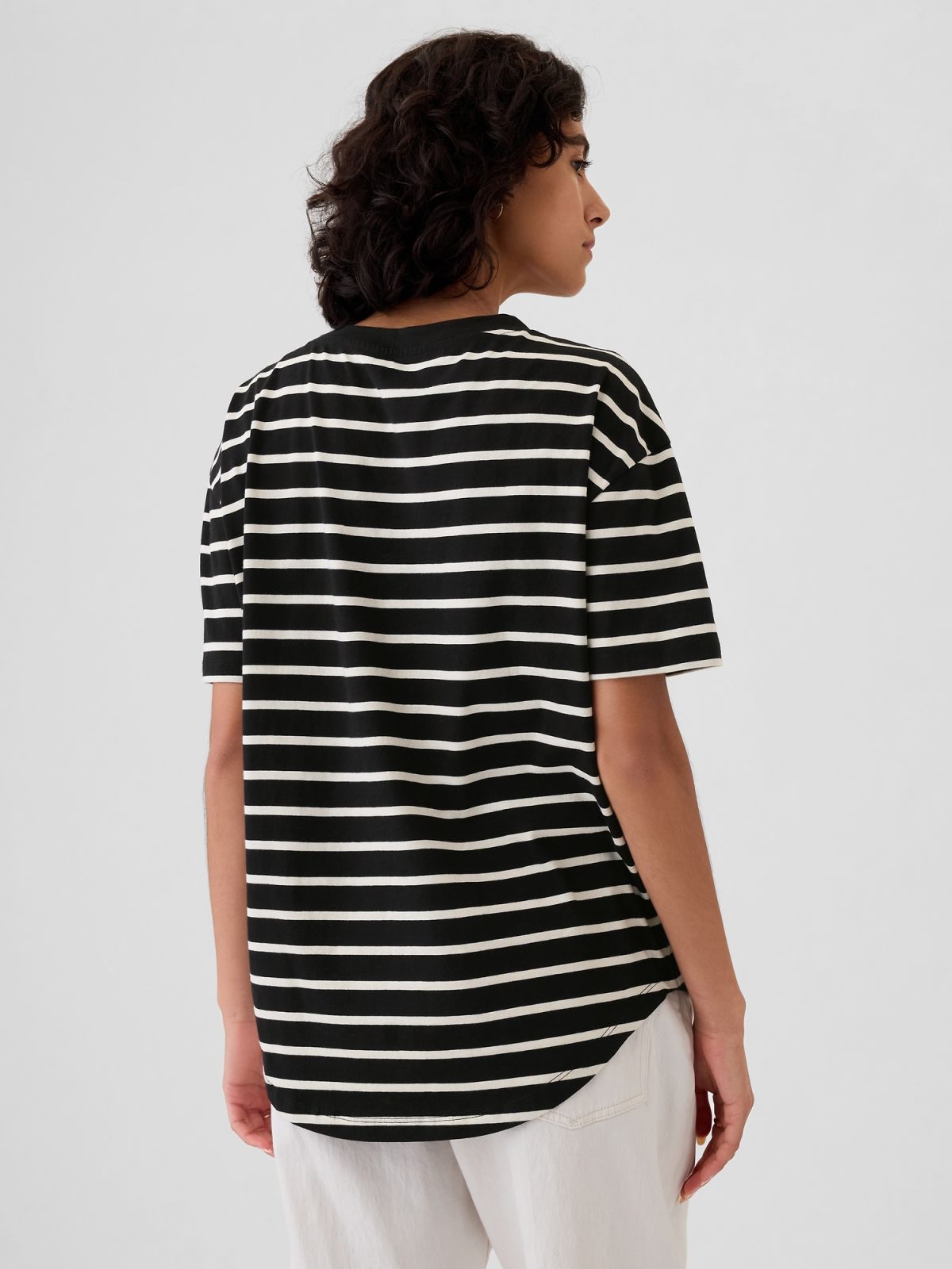 Οργανικό Βαμβάκι Oversized Boyfriend Logo Μπλούζα-500012000