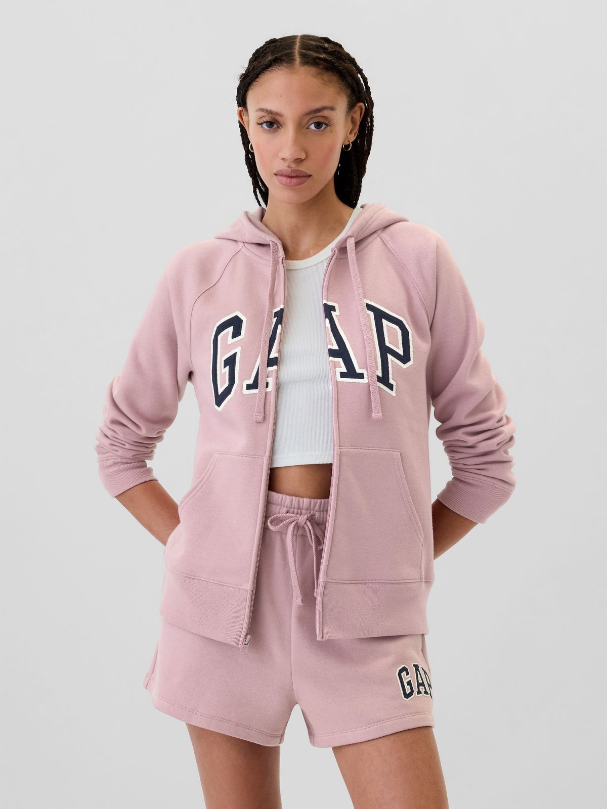 Ροζ Gap Logo Zip Φούτερ-463503048