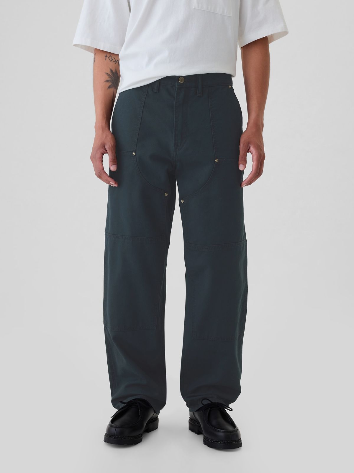 Double-Knee Canvas Utility Baggy Τζιν Παντελόνι-500368001