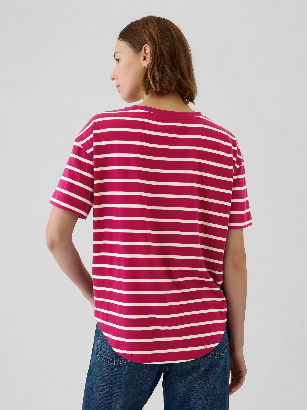 Οργανικό Βαμβάκι Oversized Boyfriend Logo Μπλούζα-500012005