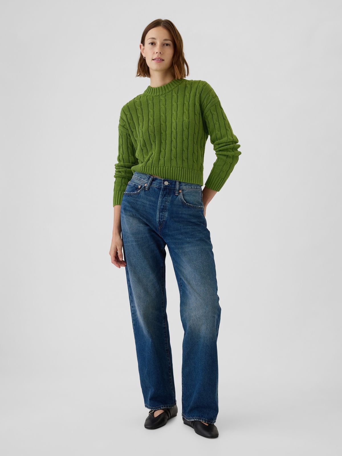 Cable-Knit Cropped Πουλόβερ-483809000