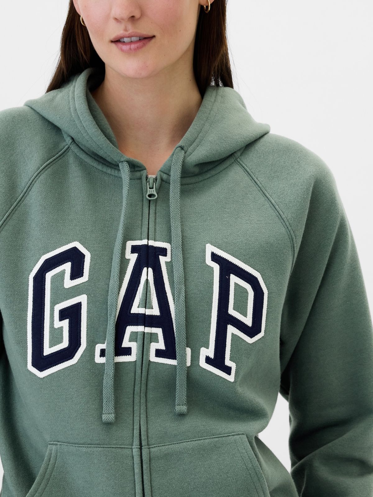 Πράσινο Gap Logo Zip Φούτερ-463503055