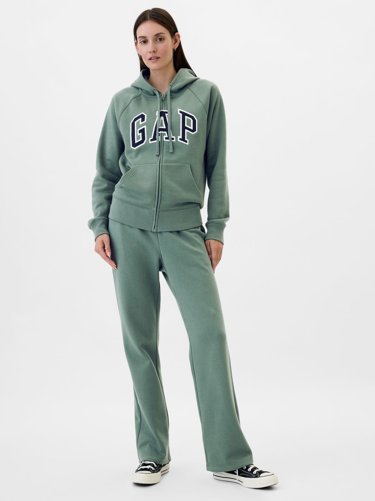 Πράσινο Gap Logo Zip Φούτερ-463503055