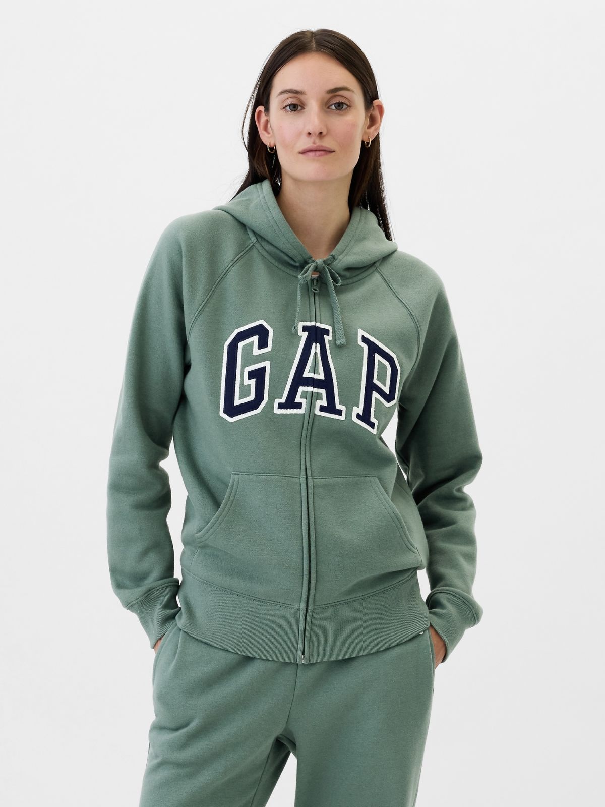 Πράσινο Gap Logo Zip Φούτερ-463503055