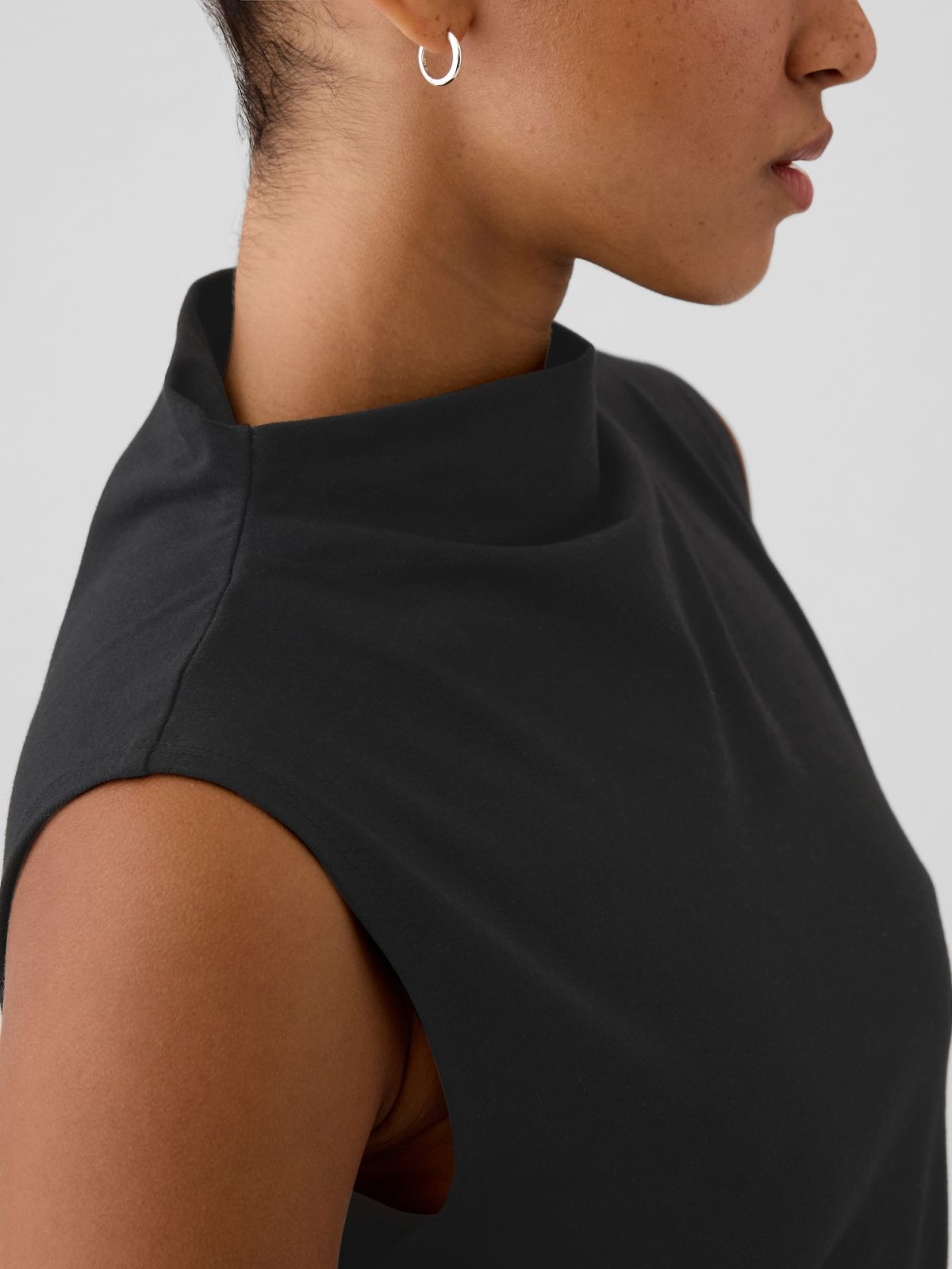 Modern Funnel-Neck Ruched Tank Μπλούζα-521686002