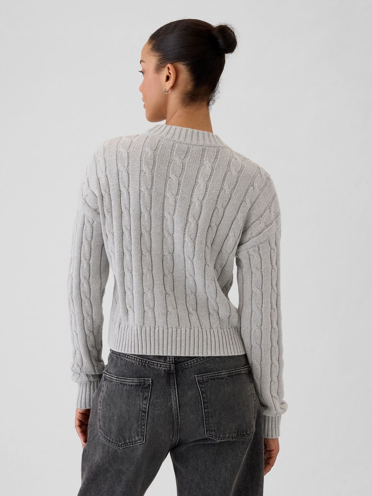 Cable-Knit Cropped Sweater-483809002