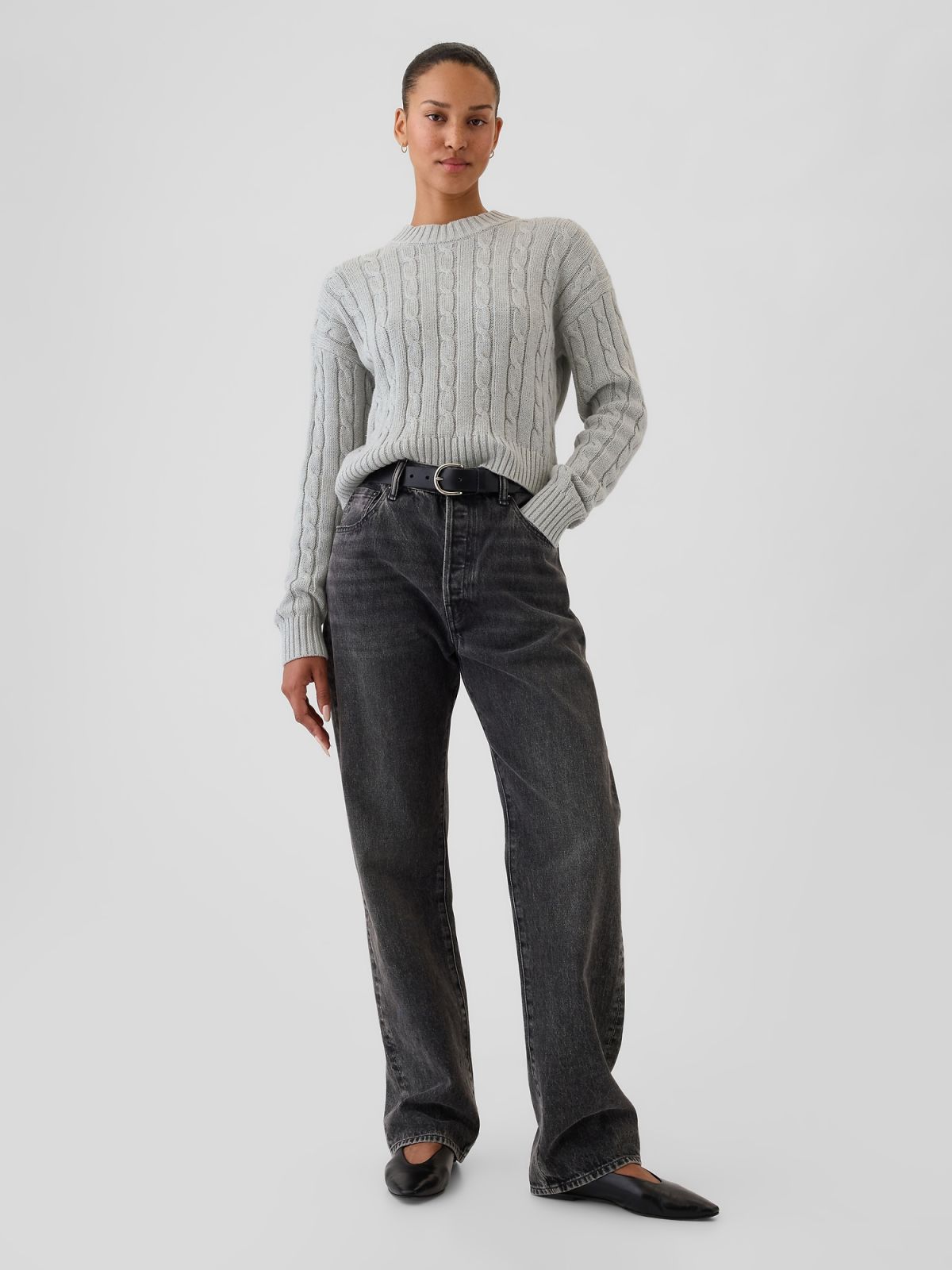 Cable-Knit Cropped Πουλόβερ-483809002