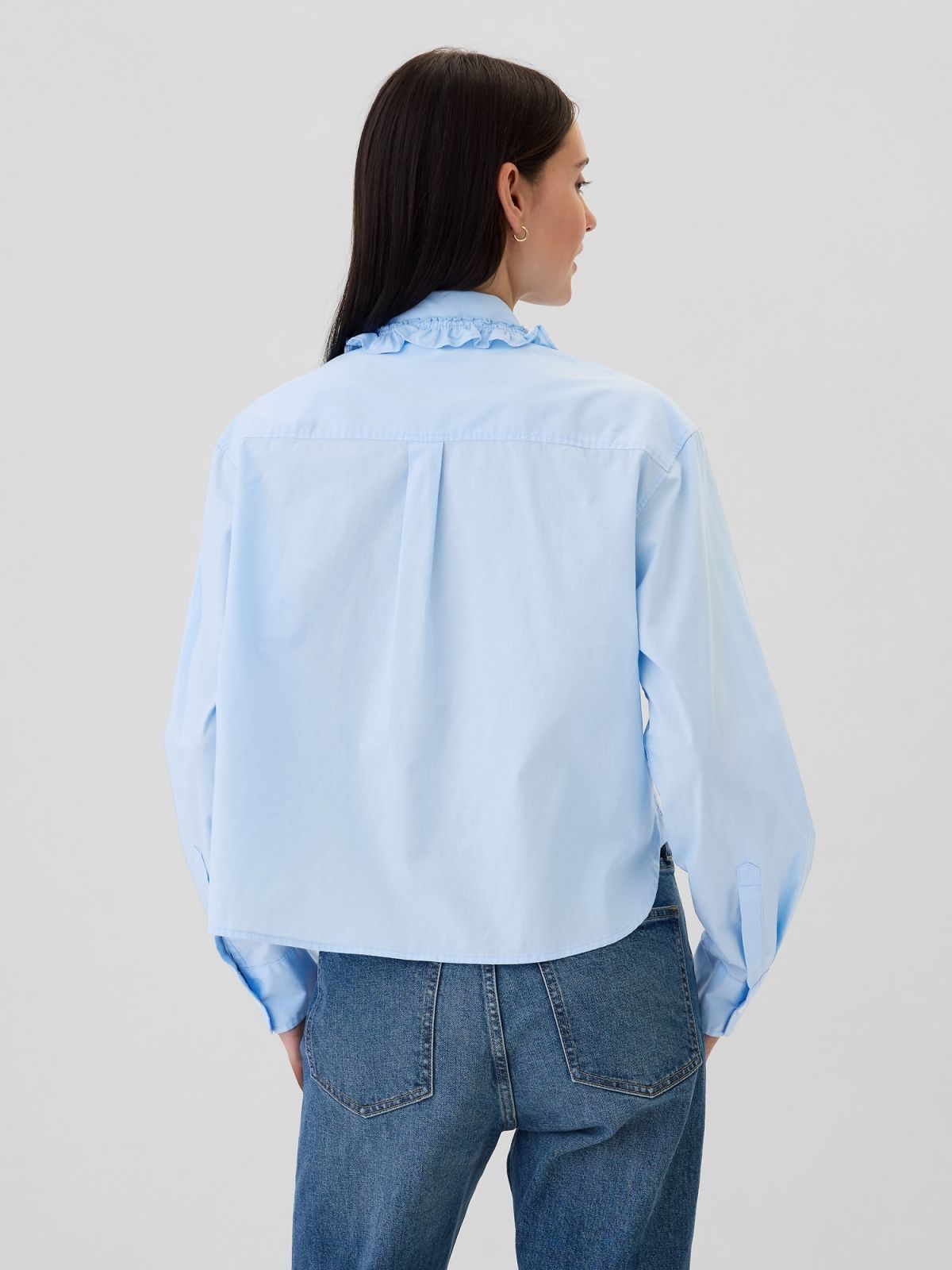 Classic Cropped Poplin Ruffle Shirt-543938000