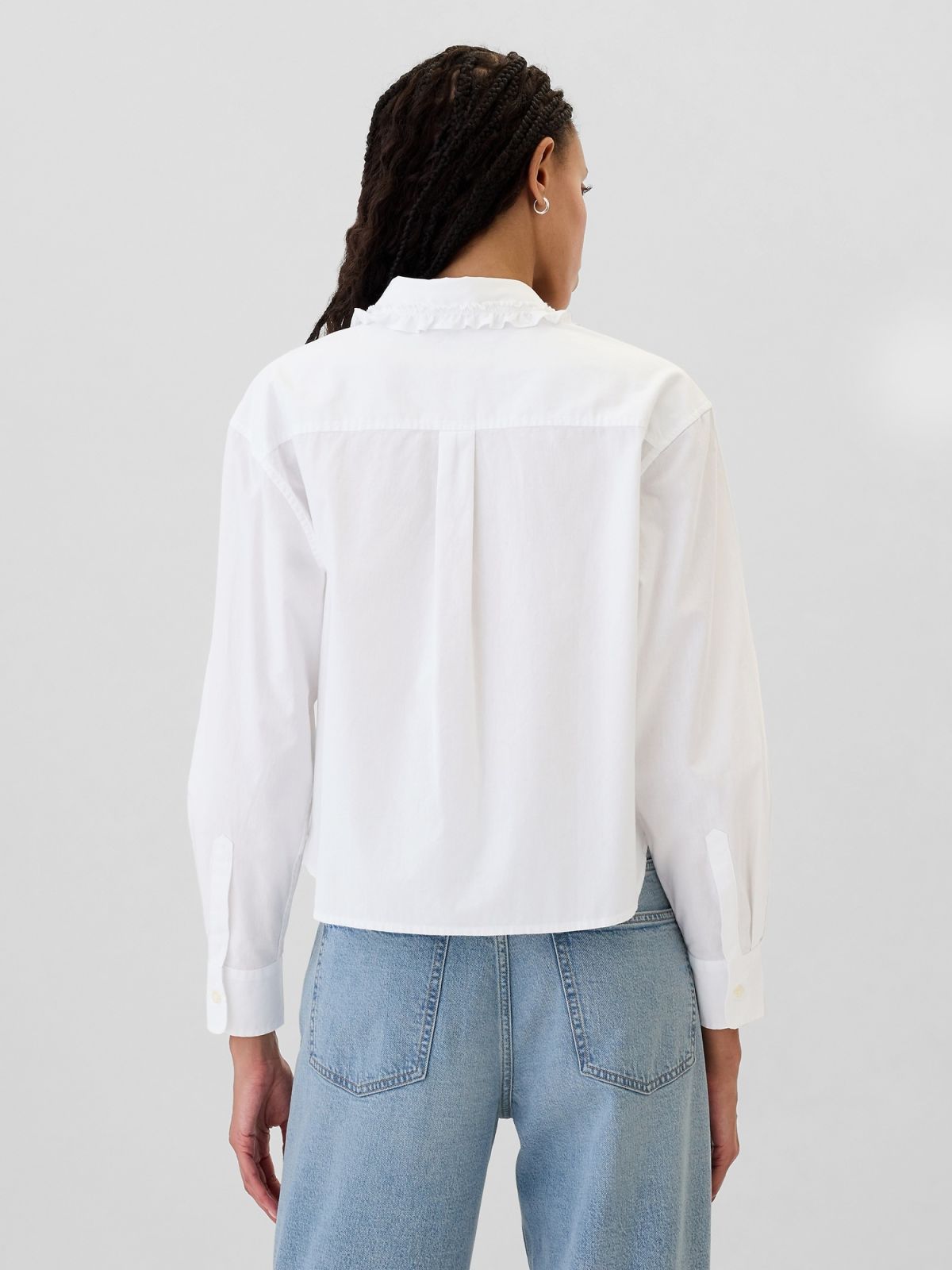 Classic Cropped Poplin Ruffle Shirt-543938001