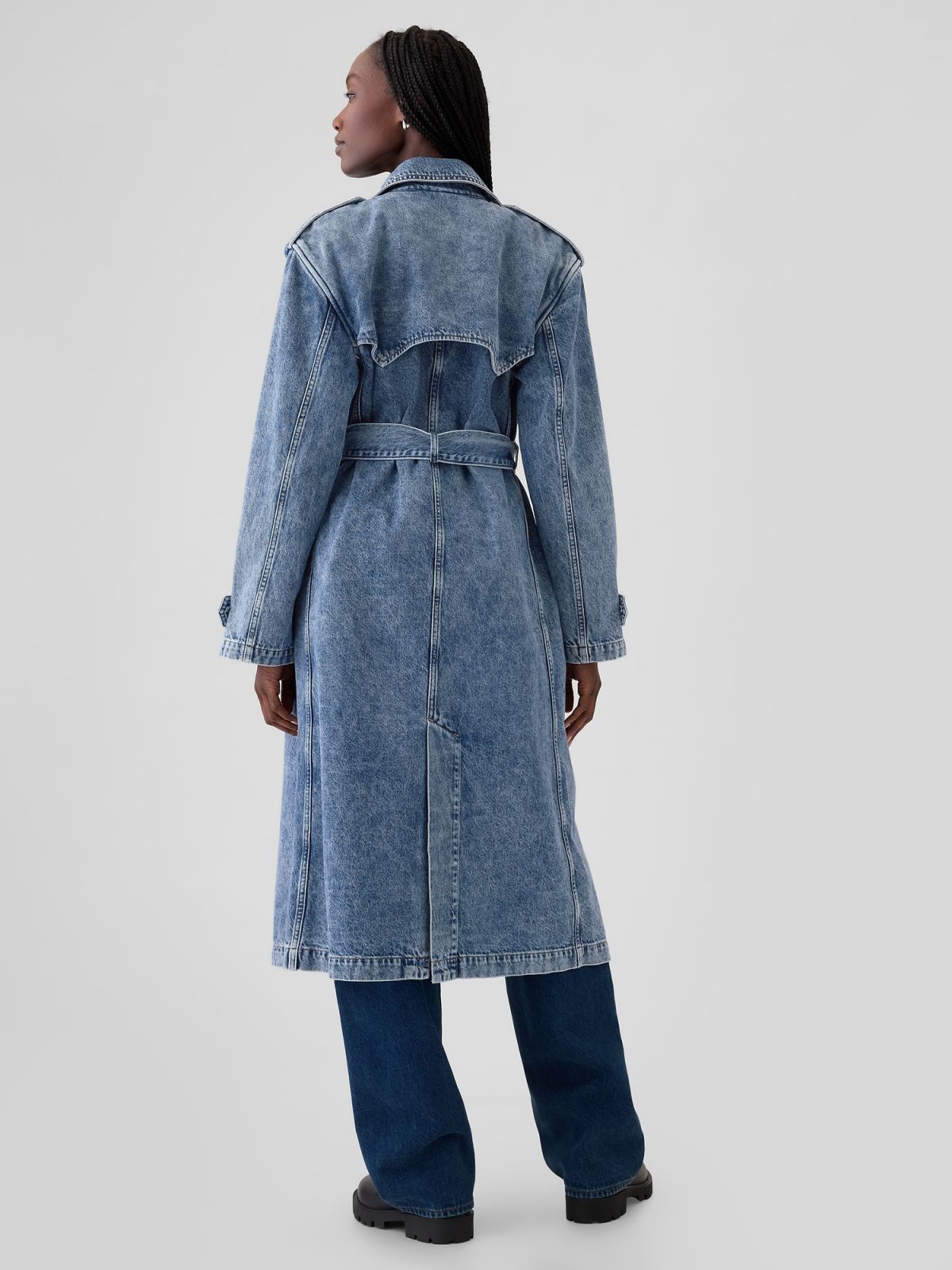 Longline Icon Denim Trench Jacket-498986000