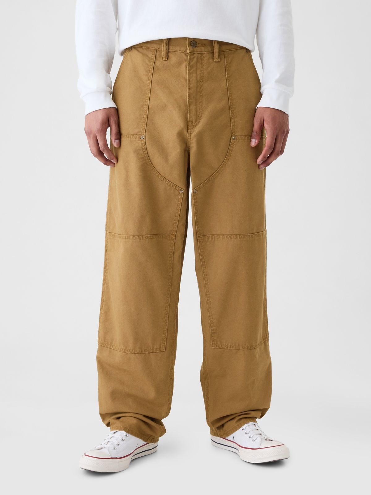 Double-Knee Canvas Utility Baggy Jeans-500368000