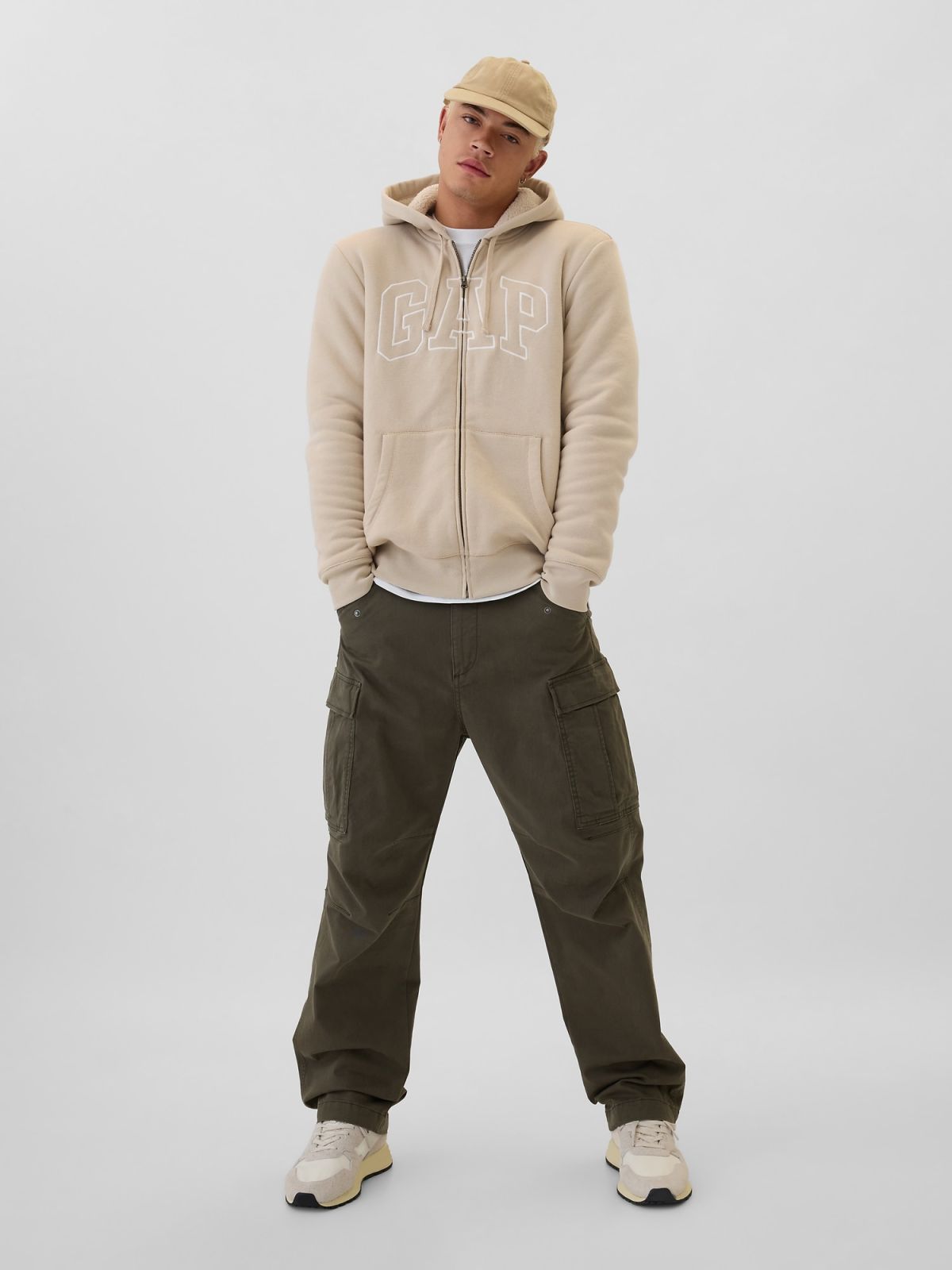 Gap Logo Sherpa-Lined Zip Φούτερ-498248005