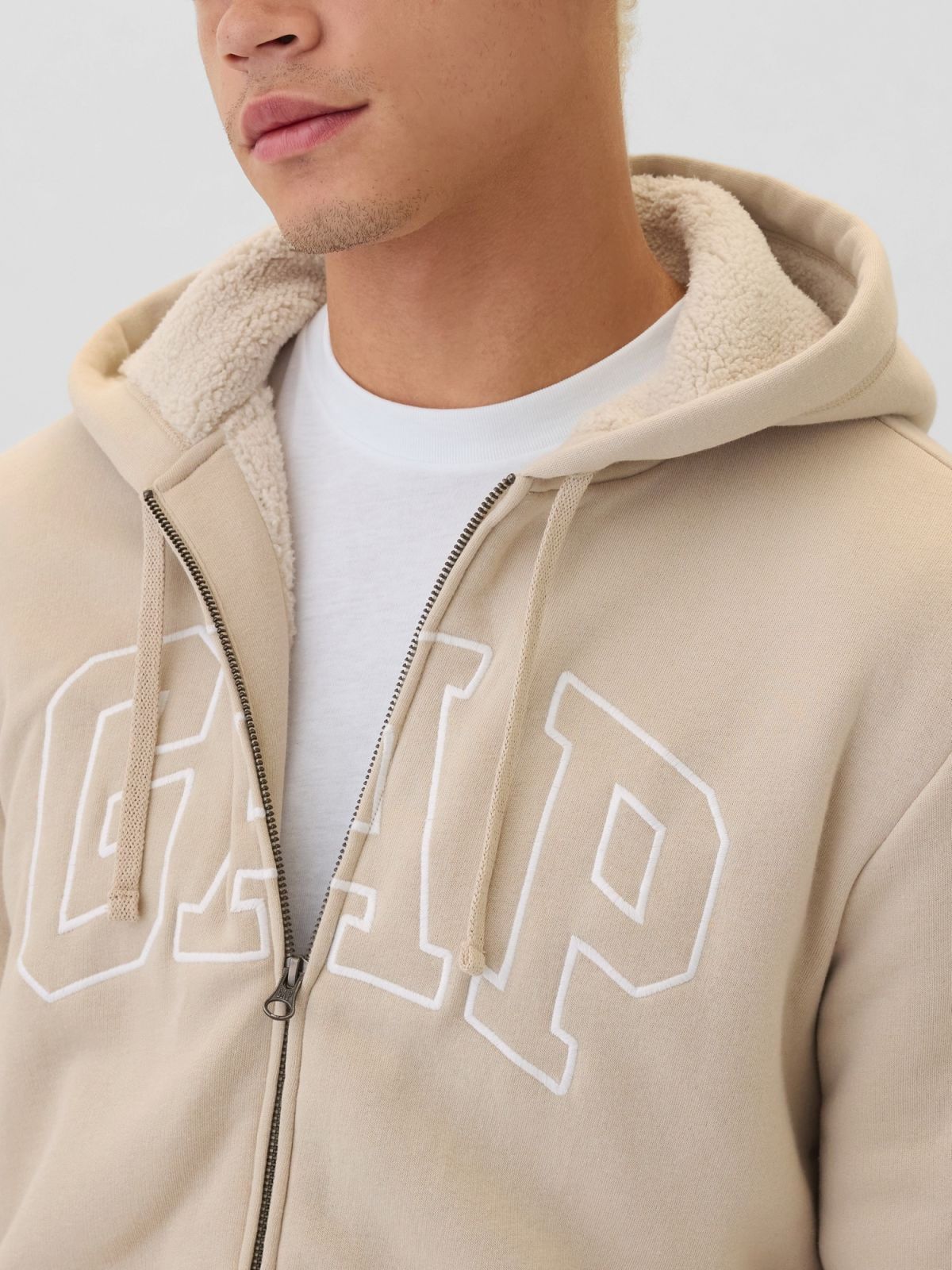 Gap Logo Sherpa-Lined Zip Φούτερ-498248005