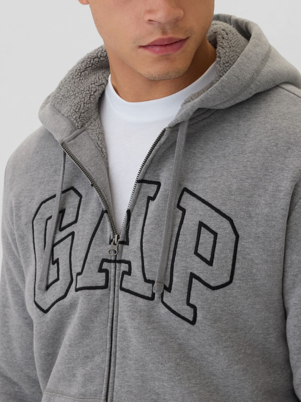 Gap Logo Sherpa-Lined Zip Φούτερ-498248001