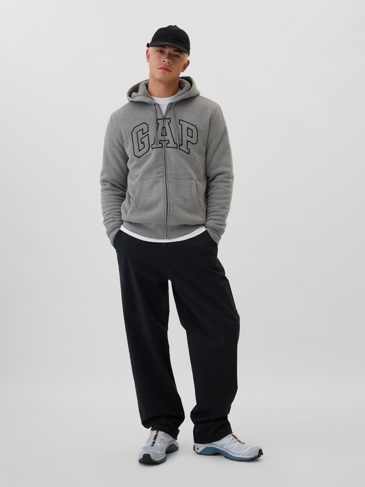 Gap Logo Sherpa-Lined Zip Φούτερ-498248001