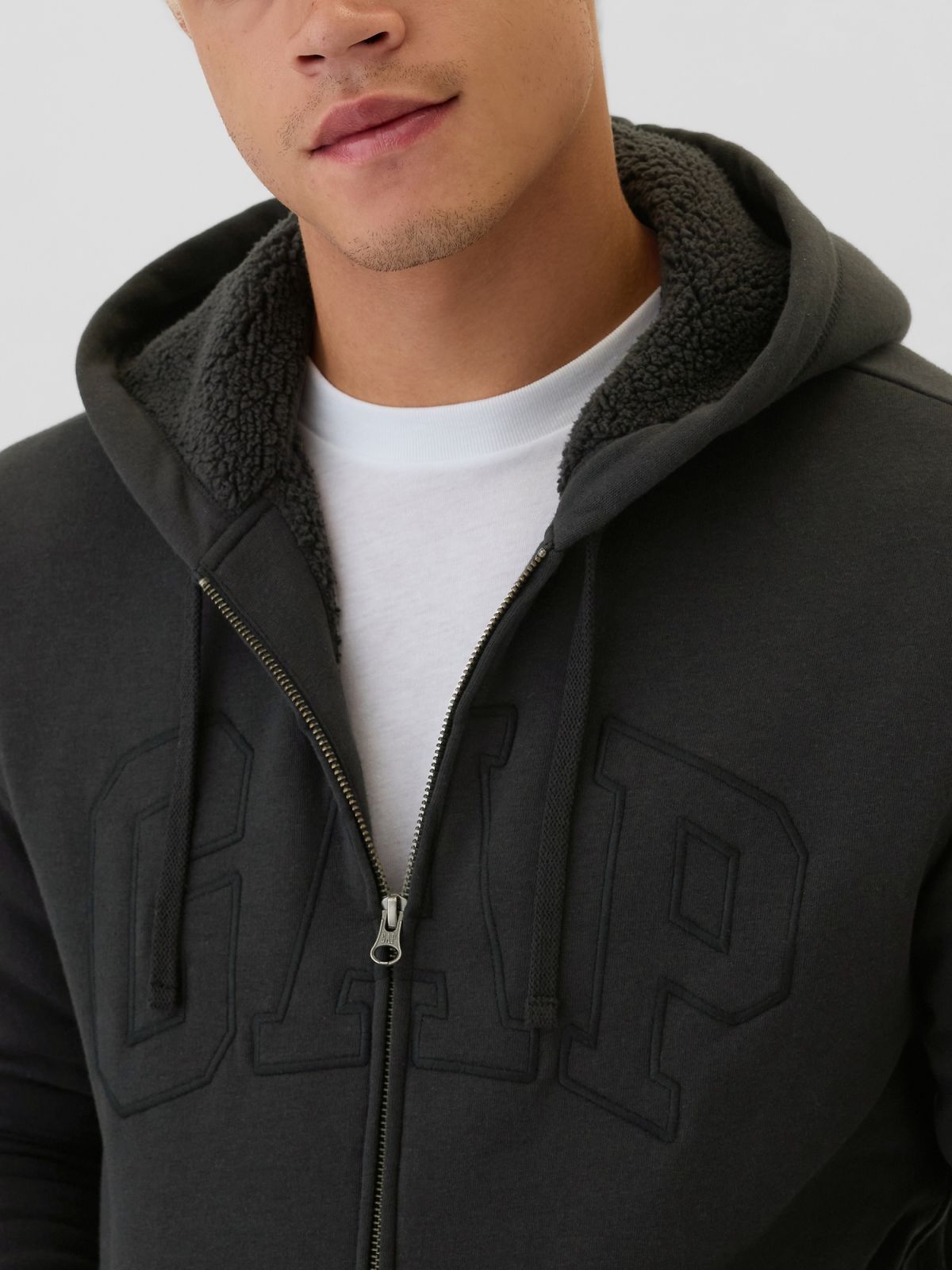 Gap Logo Sherpa-Lined Zip Φούτερ-498248002