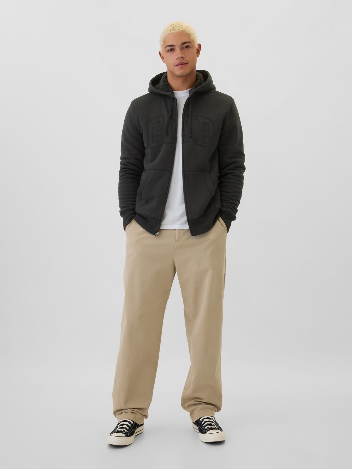 Gap Logo Sherpa-Lined Zip Φούτερ-498248002