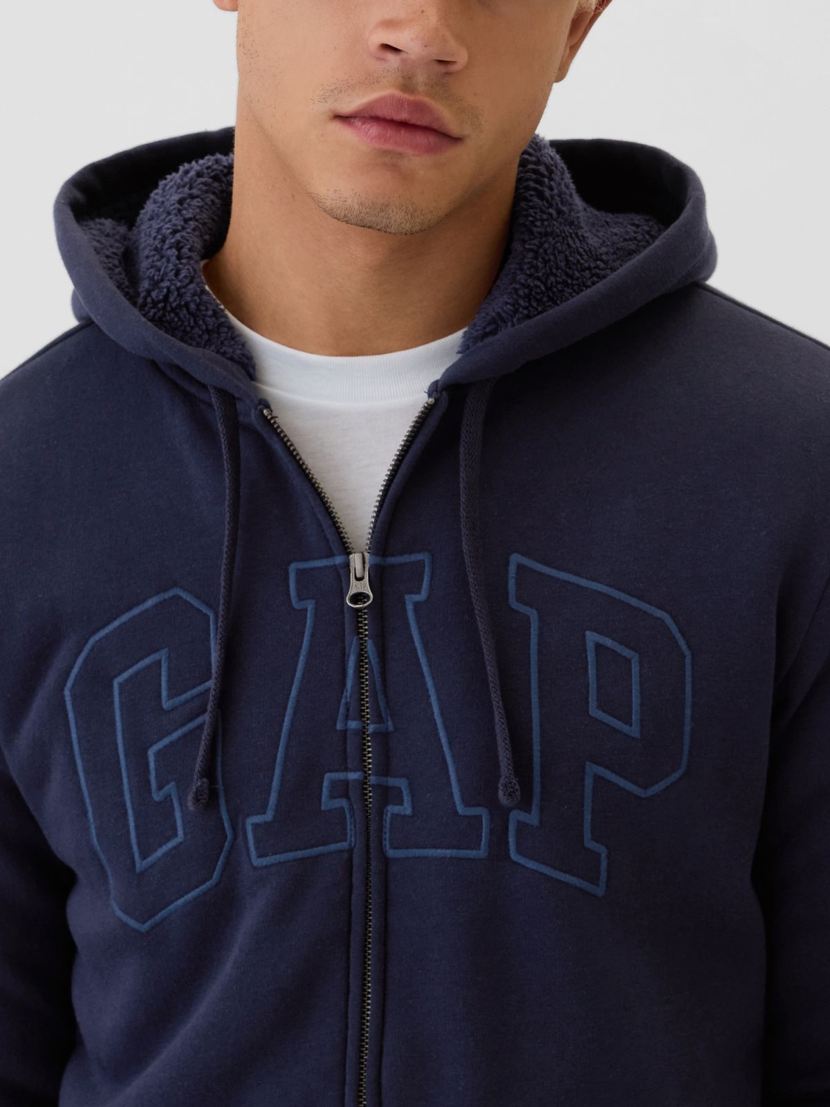 Gap Logo Sherpa-Lined Zip Φούτερ-498248006