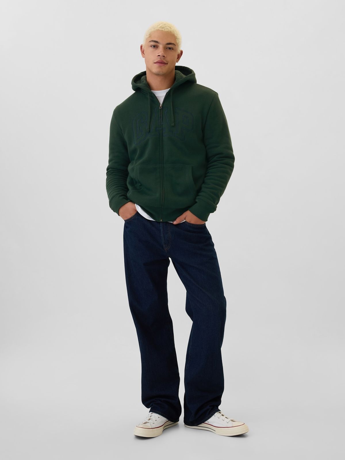 Gap Logo Sherpa-Lined Zip Φούτερ-498248004