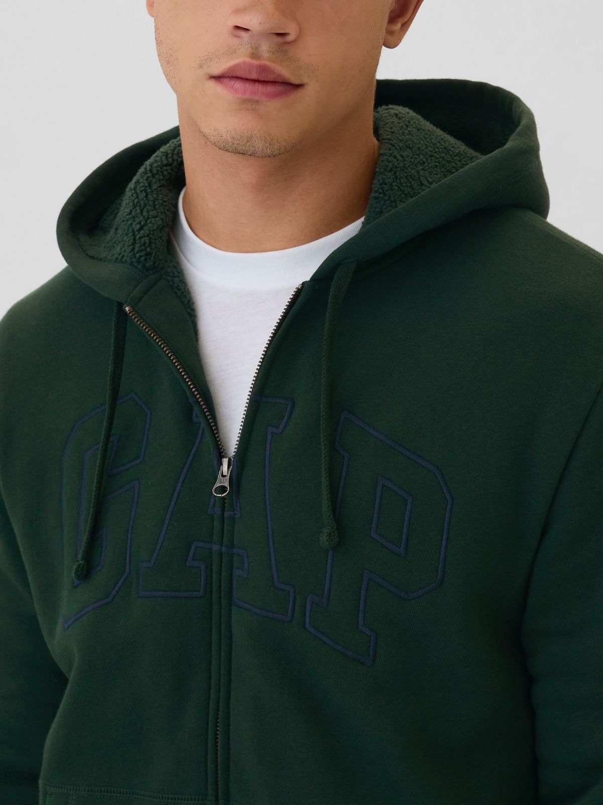 Gap Logo Sherpa-Lined Zip Φούτερ-498248004