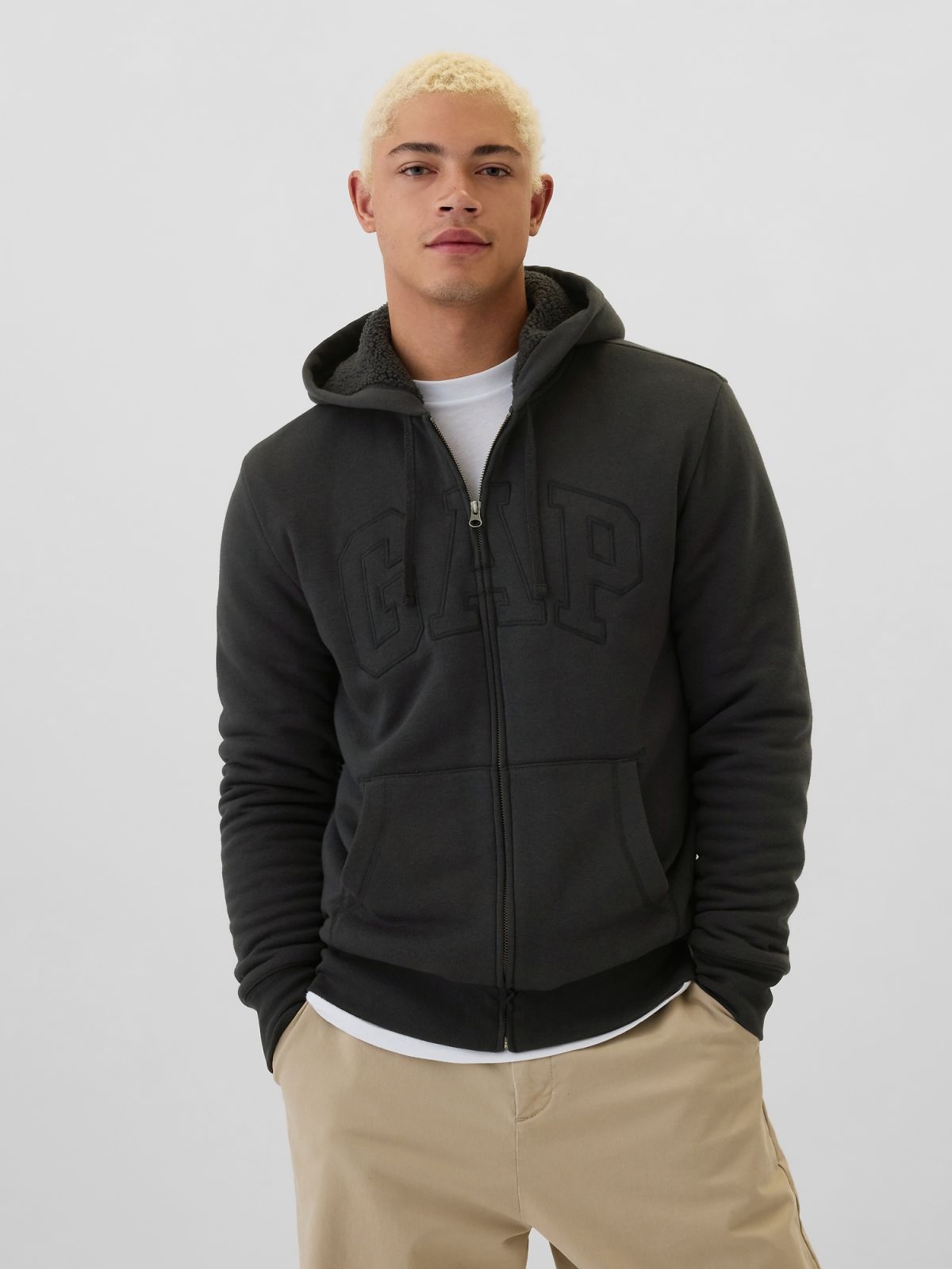 Gap Logo Sherpa-Lined Zip Φούτερ-498248002
