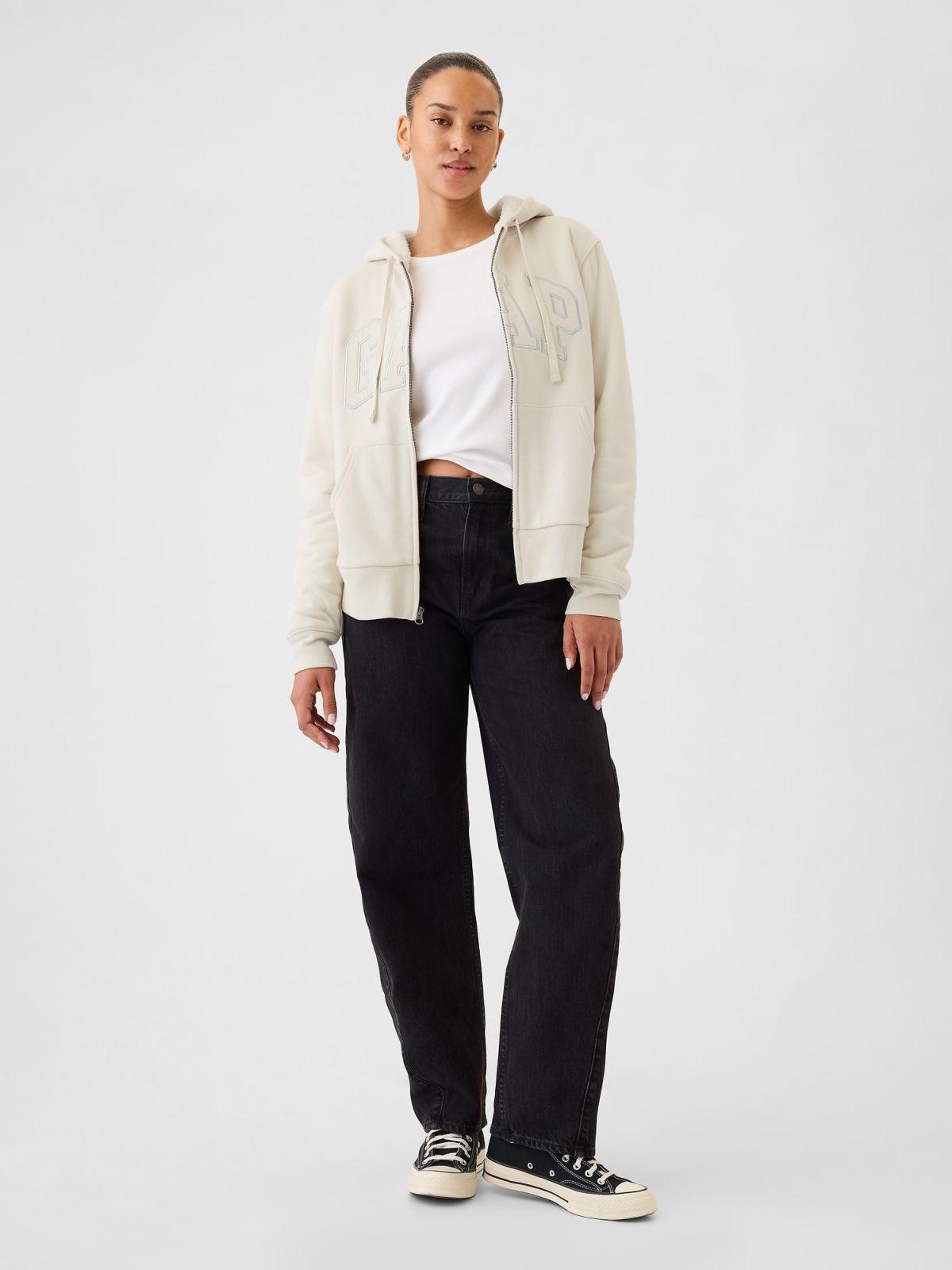 Relaxed Gap Logo Sherpa-Lined Zip Φούτερ με Κουκούλα-498594004