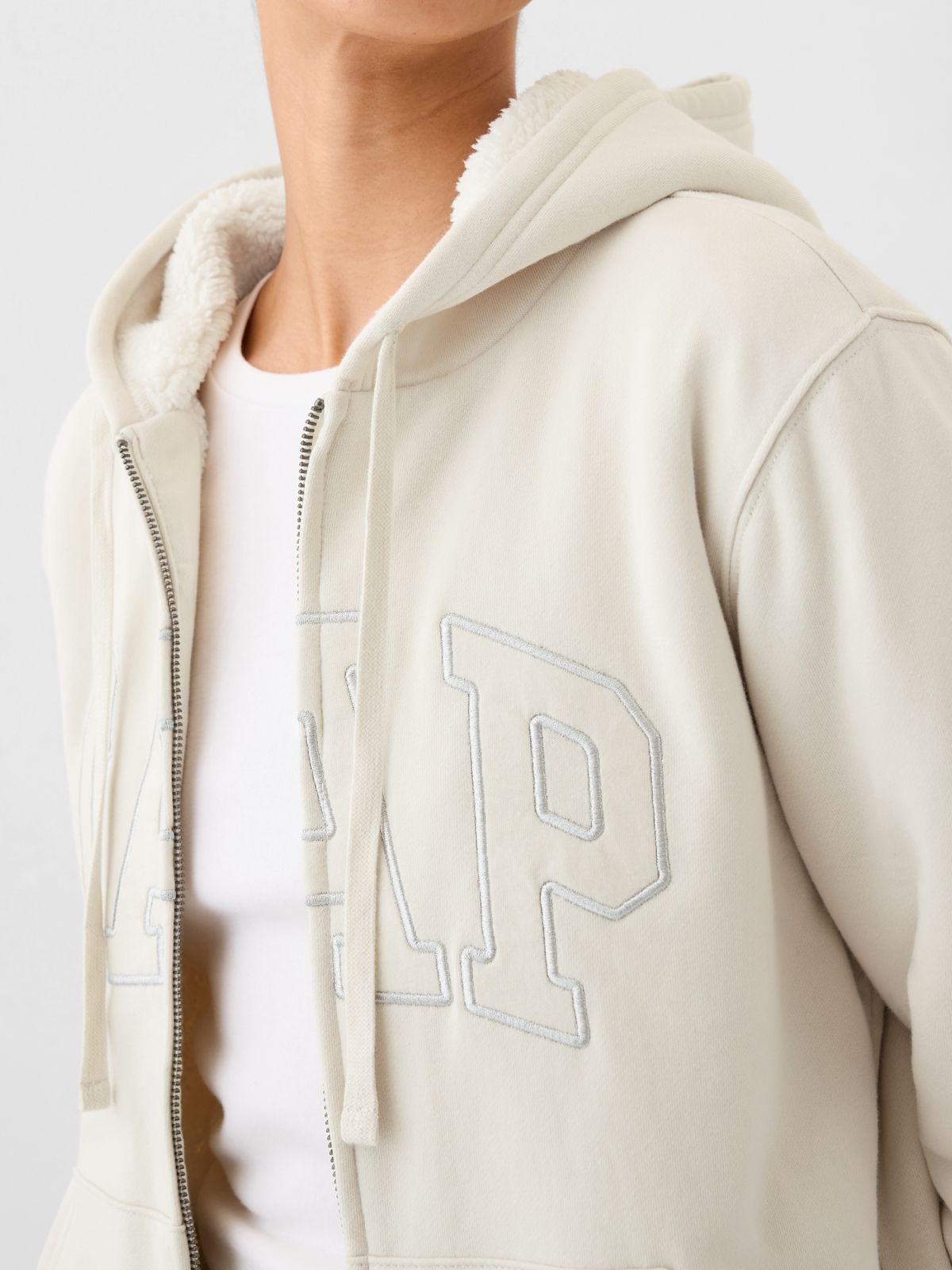 Relaxed Gap Logo Sherpa-Lined Zip Φούτερ με Κουκούλα-498594004