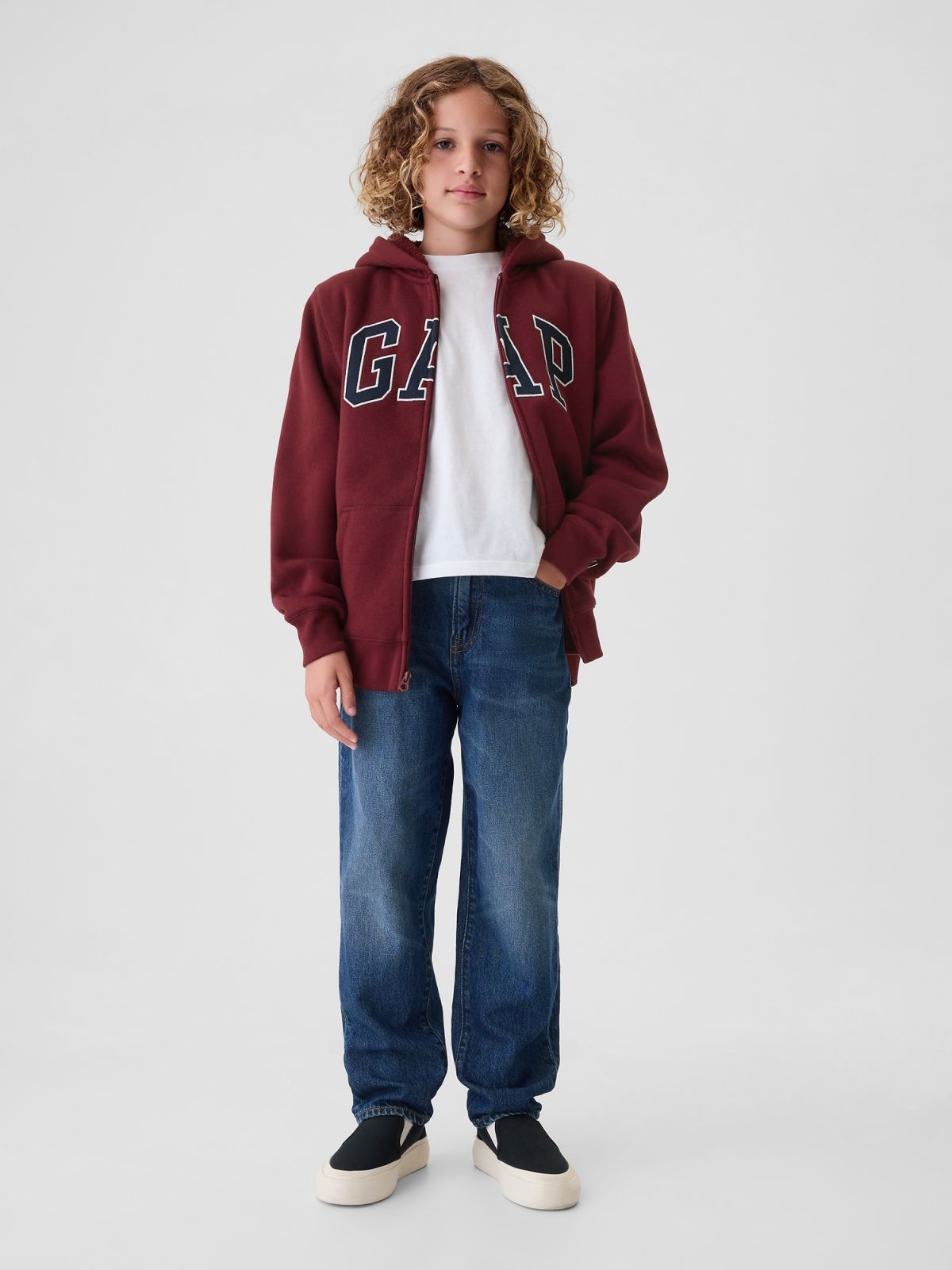 Παιδική Relaxed Gap Logo Sherpa Φούτερ Ζακέτα με Κουκούλα-498540002