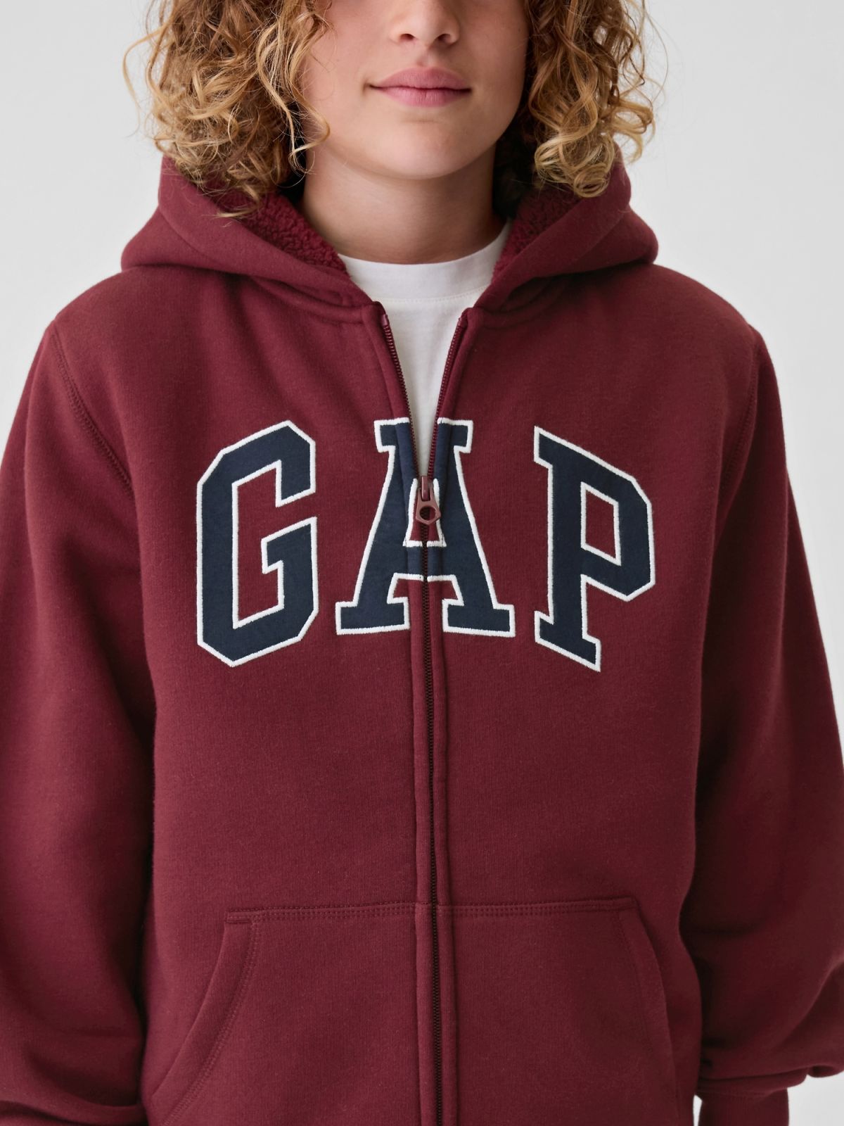 Παιδική Relaxed Gap Logo Sherpa Φούτερ Ζακέτα με Κουκούλα-498540002