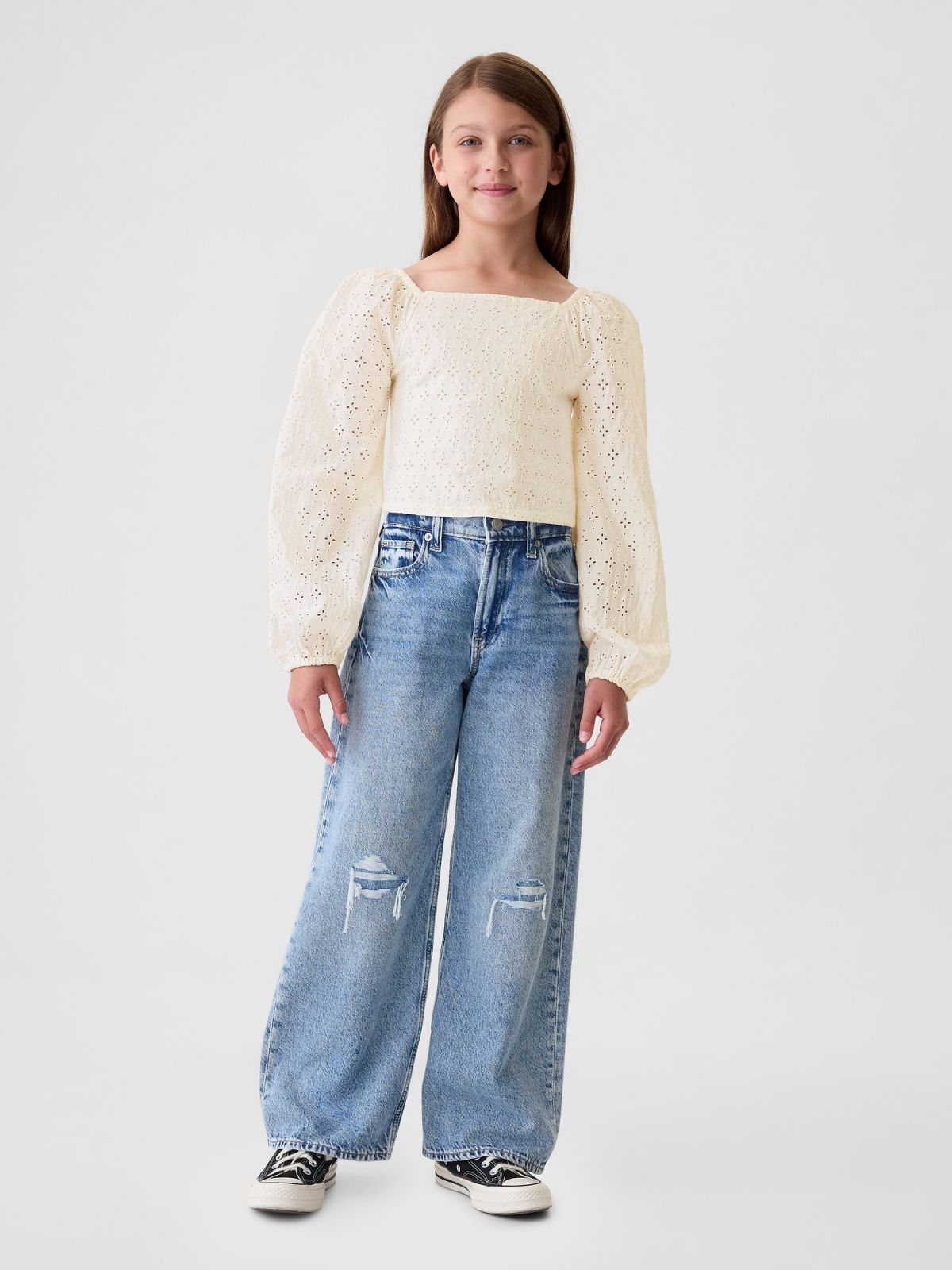 Παιδικό Cropped Puff Sleeve Πουκάμισο-524015002