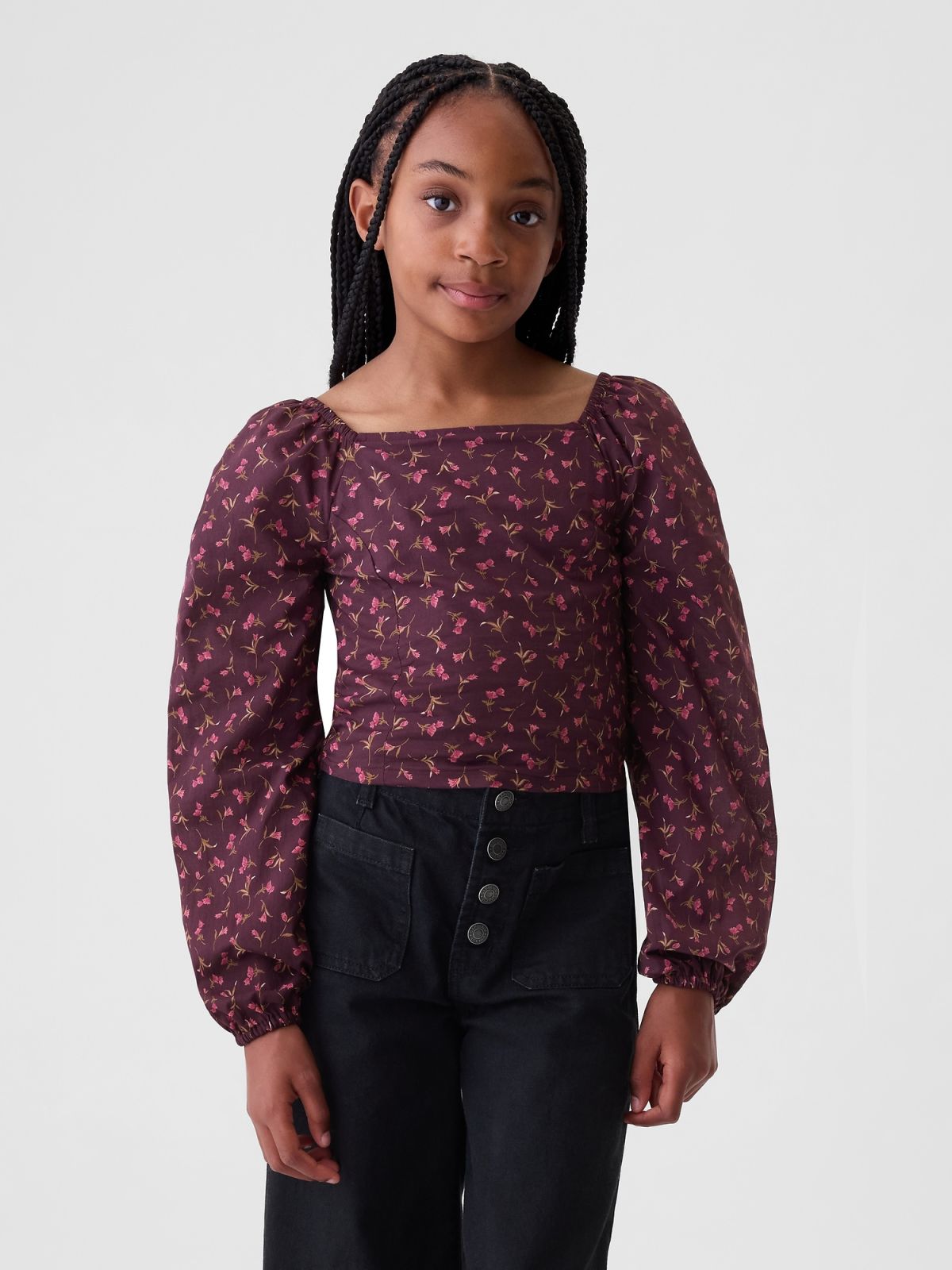 Παιδικό Cropped Puff Sleeve Πουκάμισο-524015001