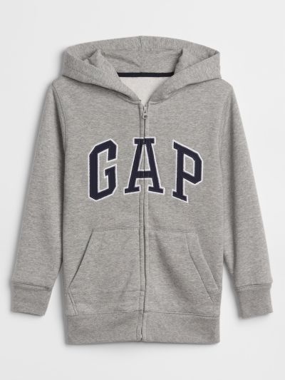Γκρι Παιδικό Gap Logo Zip Φούτερ με Κουκούλα-346069002