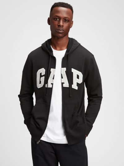 Μαύρο Gap Arch Logo Ζακέτα Φούτερ Με Κουκούλα-490384002